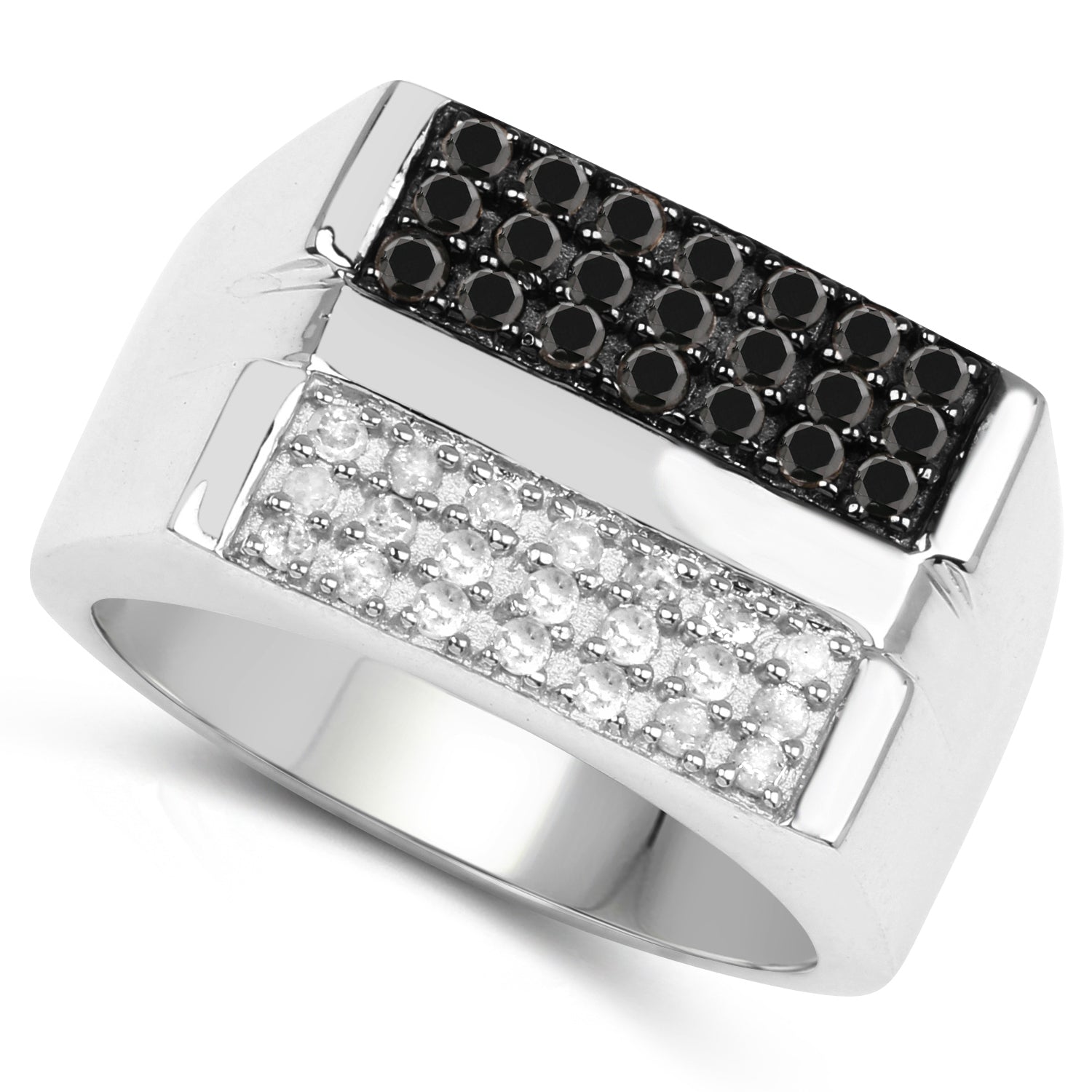 0.64 Carat Genuine Black Diamond and White Diamond .925 Sterling Silver Ring on sale at MyriadMart