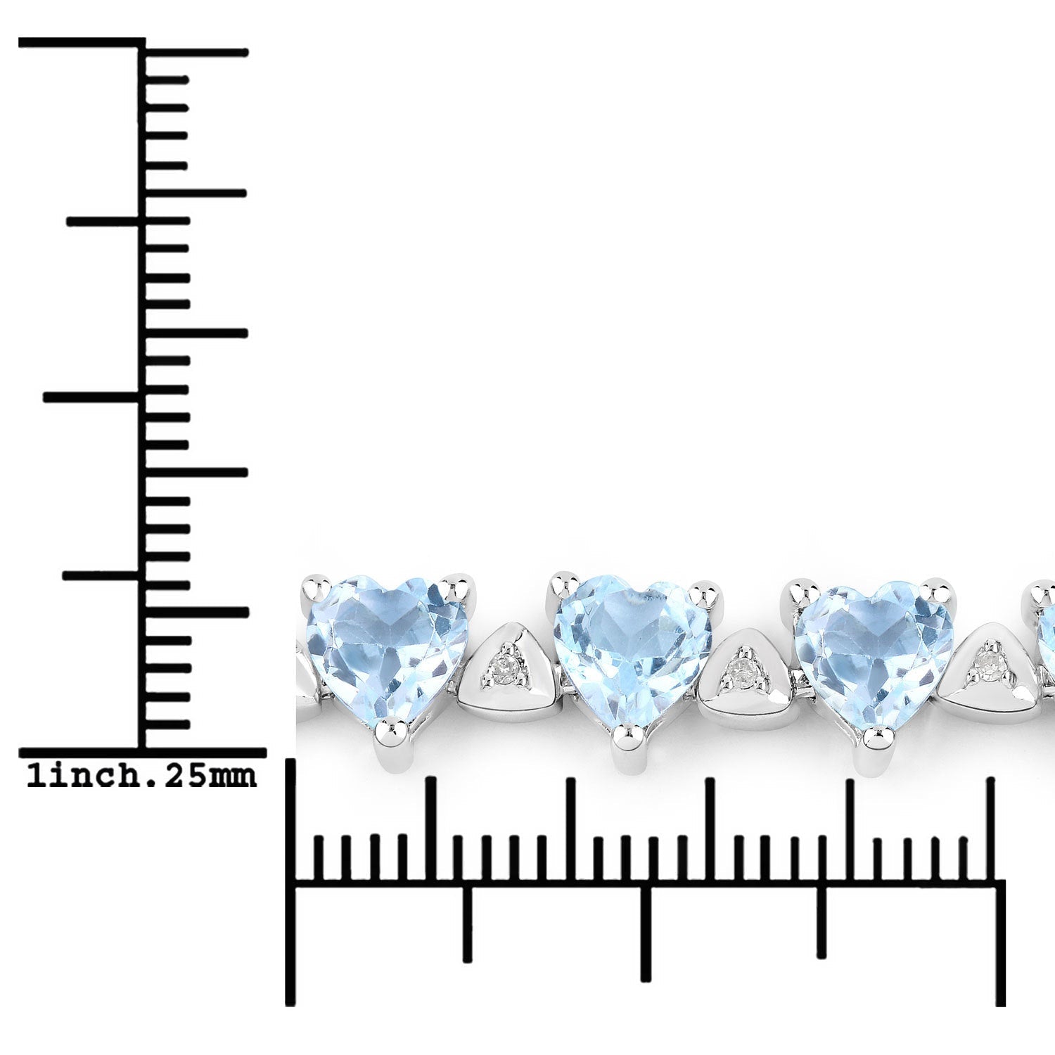 11.62 Carat Genuine Blue Topaz and White Diamond .925 Sterling Silver Bracelet on sale at MyriadMart