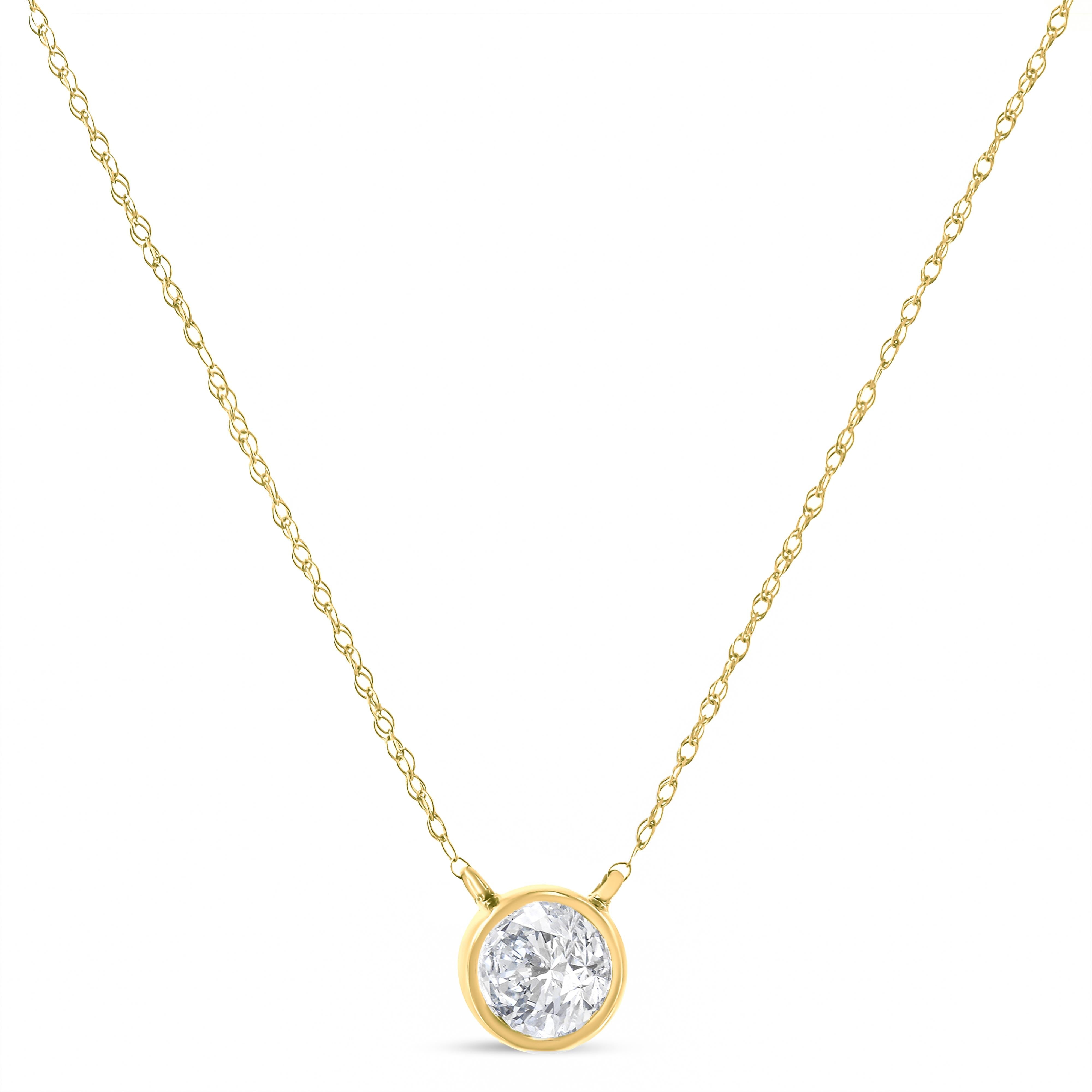 .925 Sterling Silver 1/10 Cttw Round-Cut Diamond Bezel 18" Pendant Necklace J-K Color, I1-I2 Clarity on sale at MyriadMart