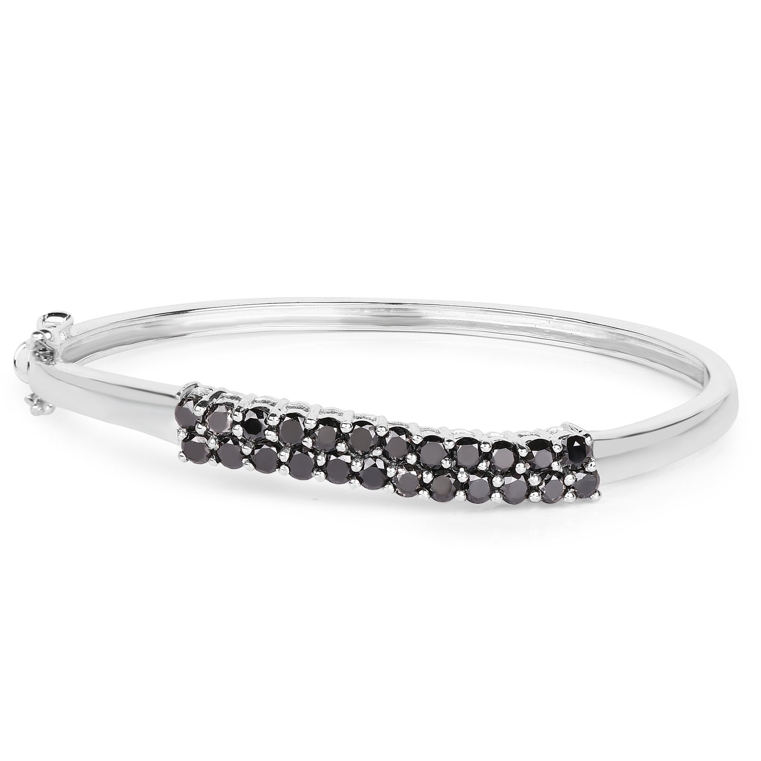 3.53 Carat Genuine Black Diamond .925 Sterling Silver Bangle on sale at MyriadMart