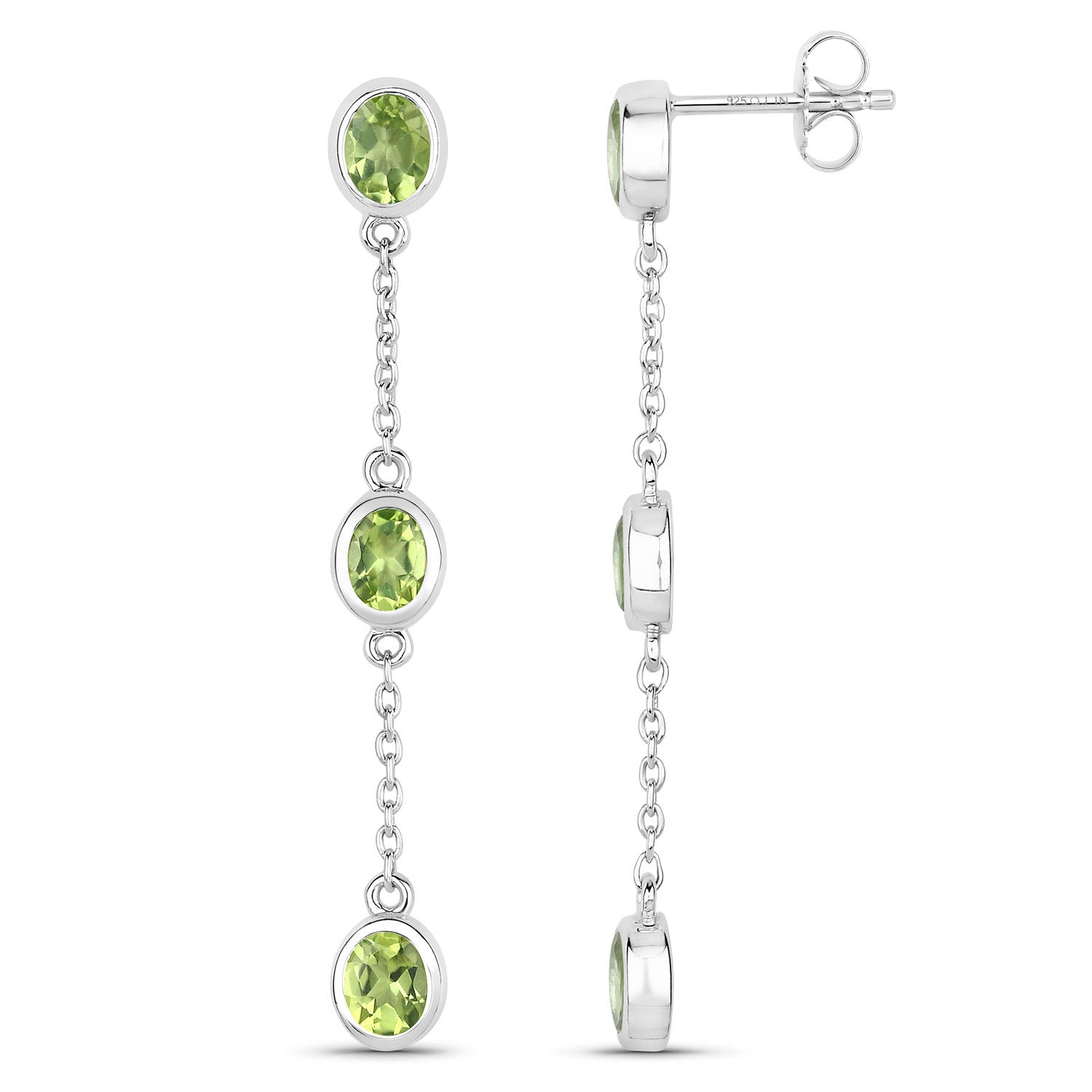 2.10 Carat Genuine Peridot .925 Sterling Silver Earrings on sale at MyriadMart