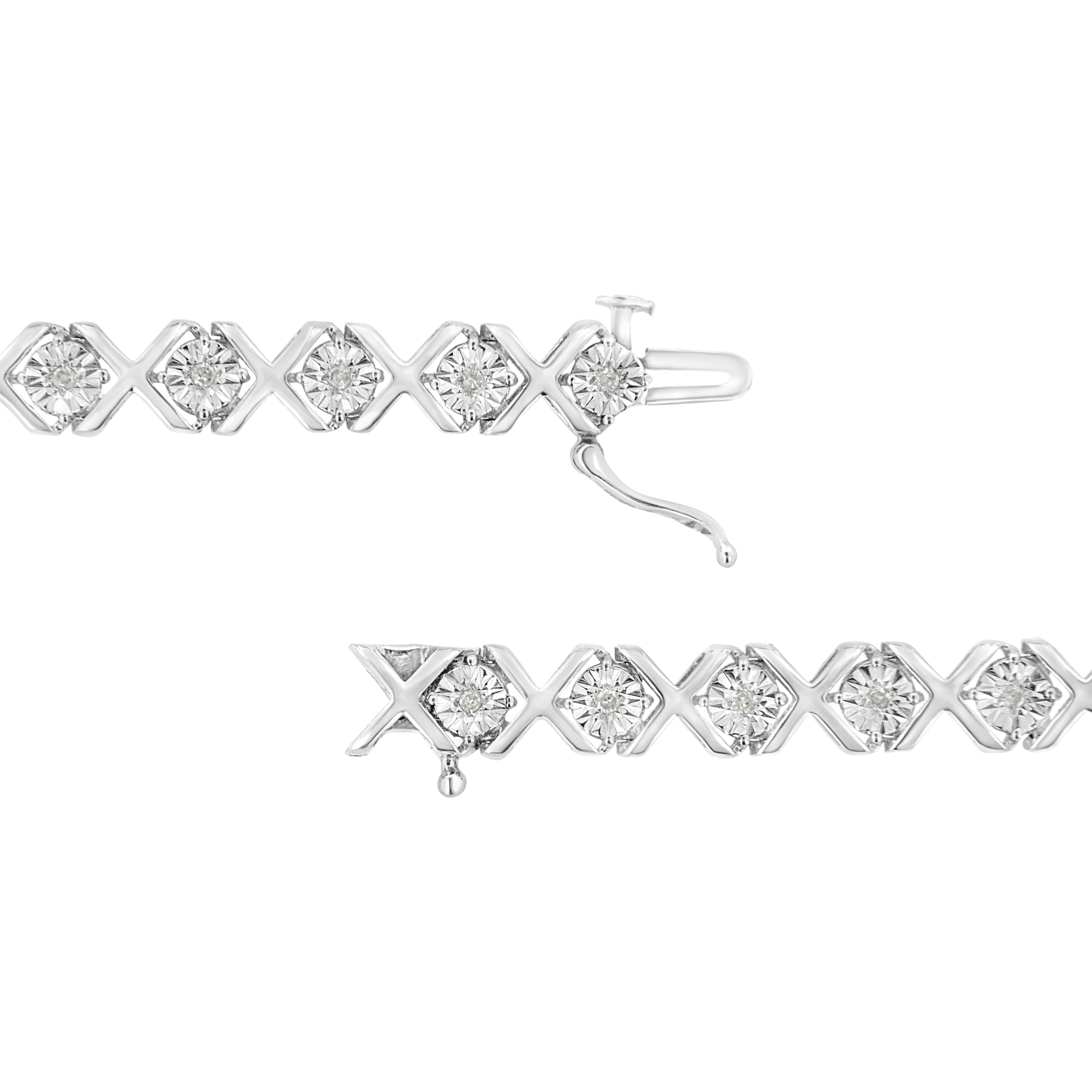 .925 Sterling Silver 1/4 Cttw Miracle Set Diamond "X" Link Bracelet I-J Color, I3 Clarity - 7.25" on sale at MyriadMart
