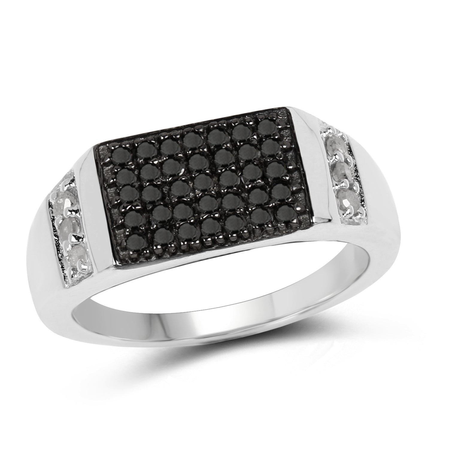 0.55 Carat Genuine Black Diamond and White Diamond .925 Sterling Silver Ring on sale at MyriadMart