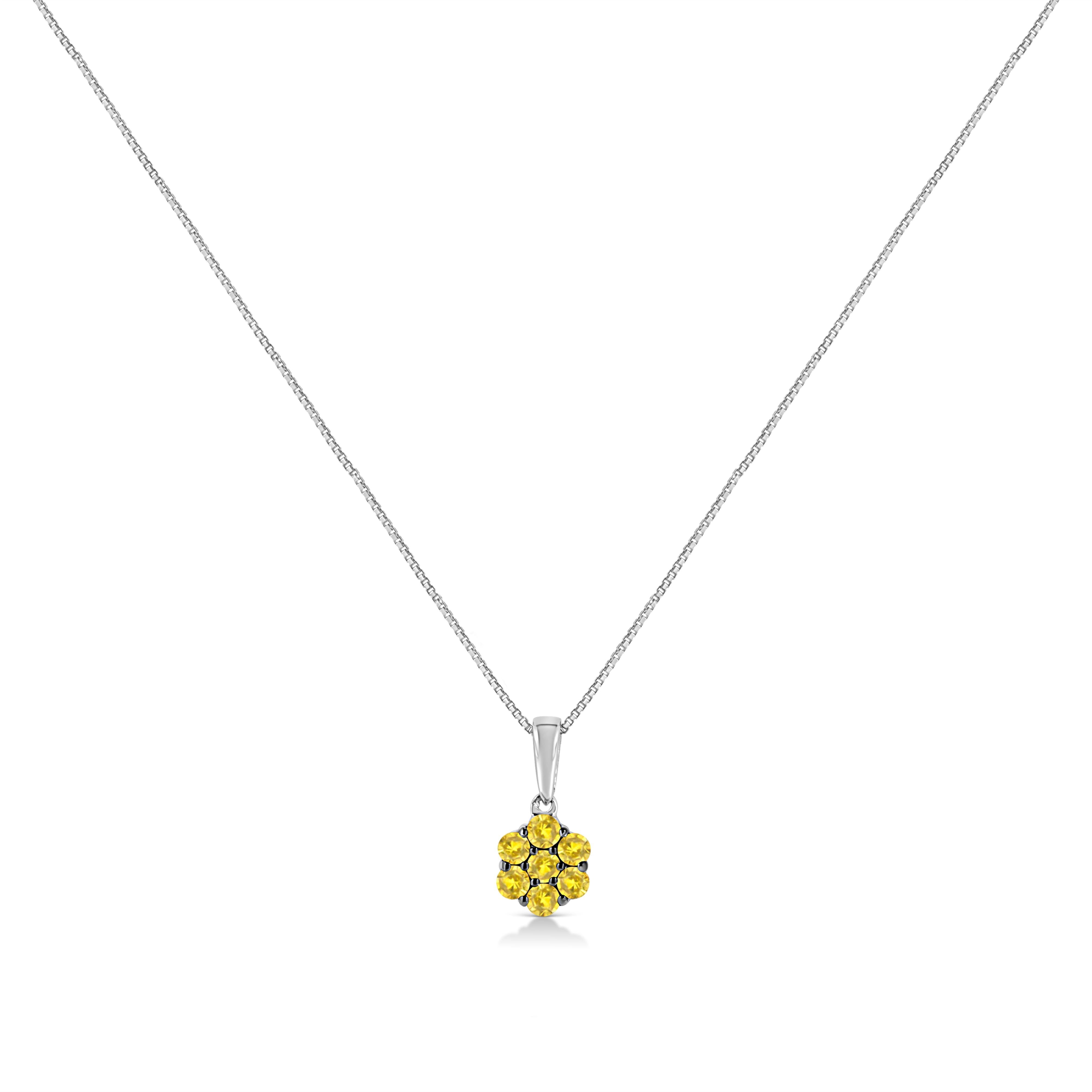 .925 Sterling Silver 1/2 Cttw Prong Set Treated Green Diamond Floral Cluster 18" Pendant Necklace Green Color, I1-I2 Clarity on sale at MyriadMart