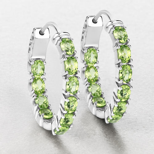 3.40 Carat Genuine Peridot .925 Sterling Silver Earrings on sale at MyriadMart