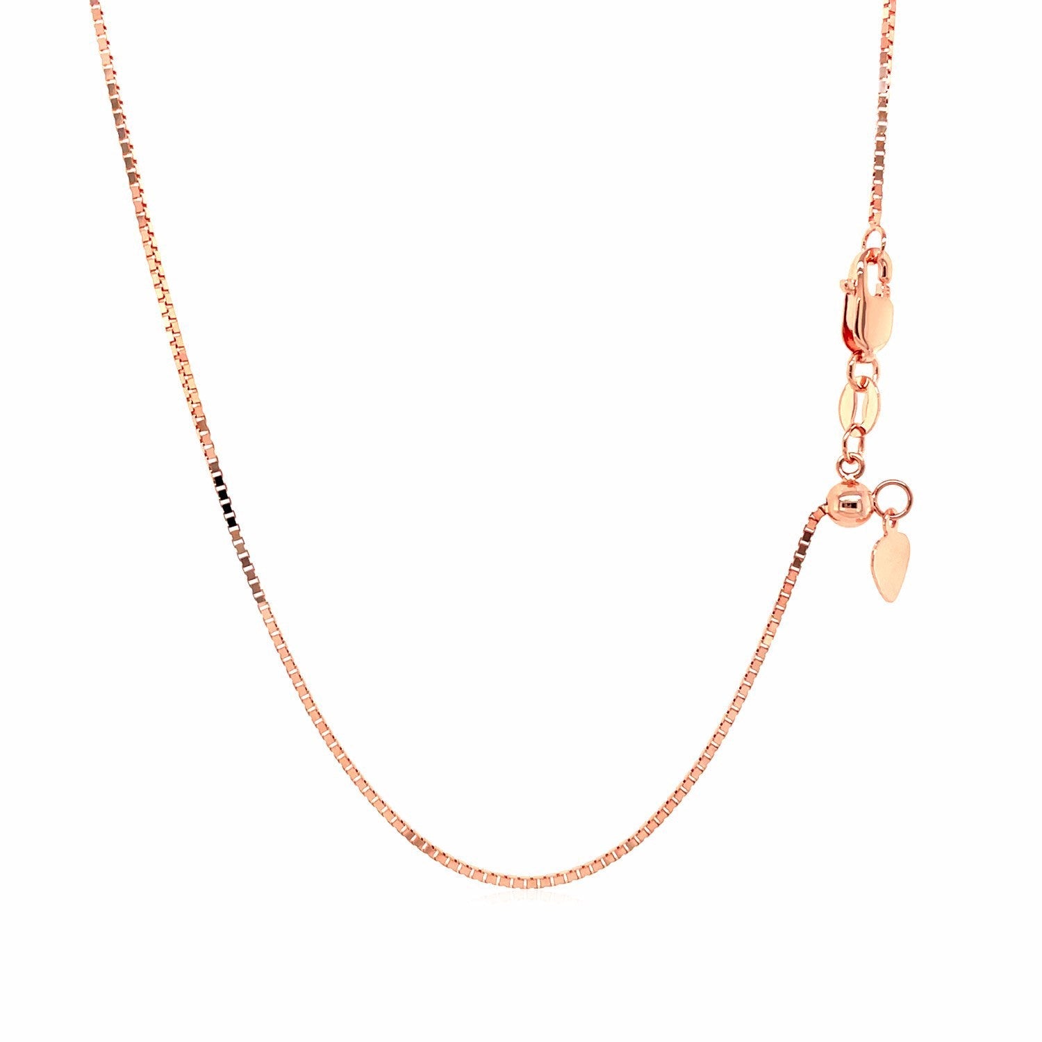 14k Rose Gold Adjustable Box Chain 0.85mm on sale at MyriadMart