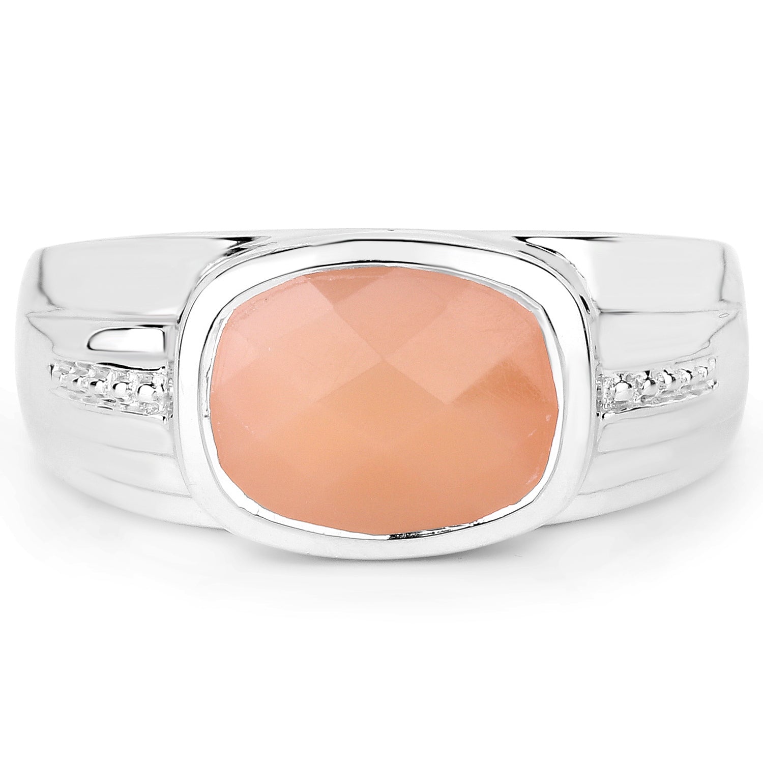 2.60 Carat Genuine Peach Moonstone .925 Sterling Silver Ring on sale at MyriadMart