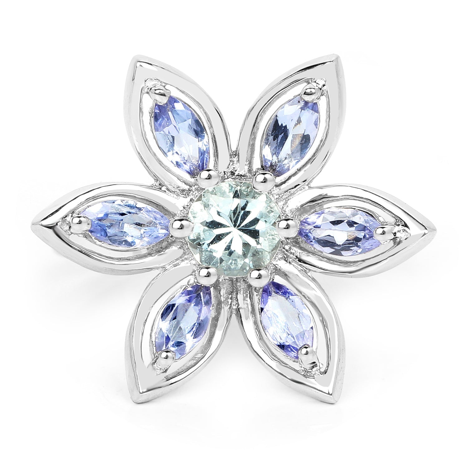 1.34 Carat Genuine Aquamarine and Tanzanite .925 Sterling Silver Ring on sale at MyriadMart