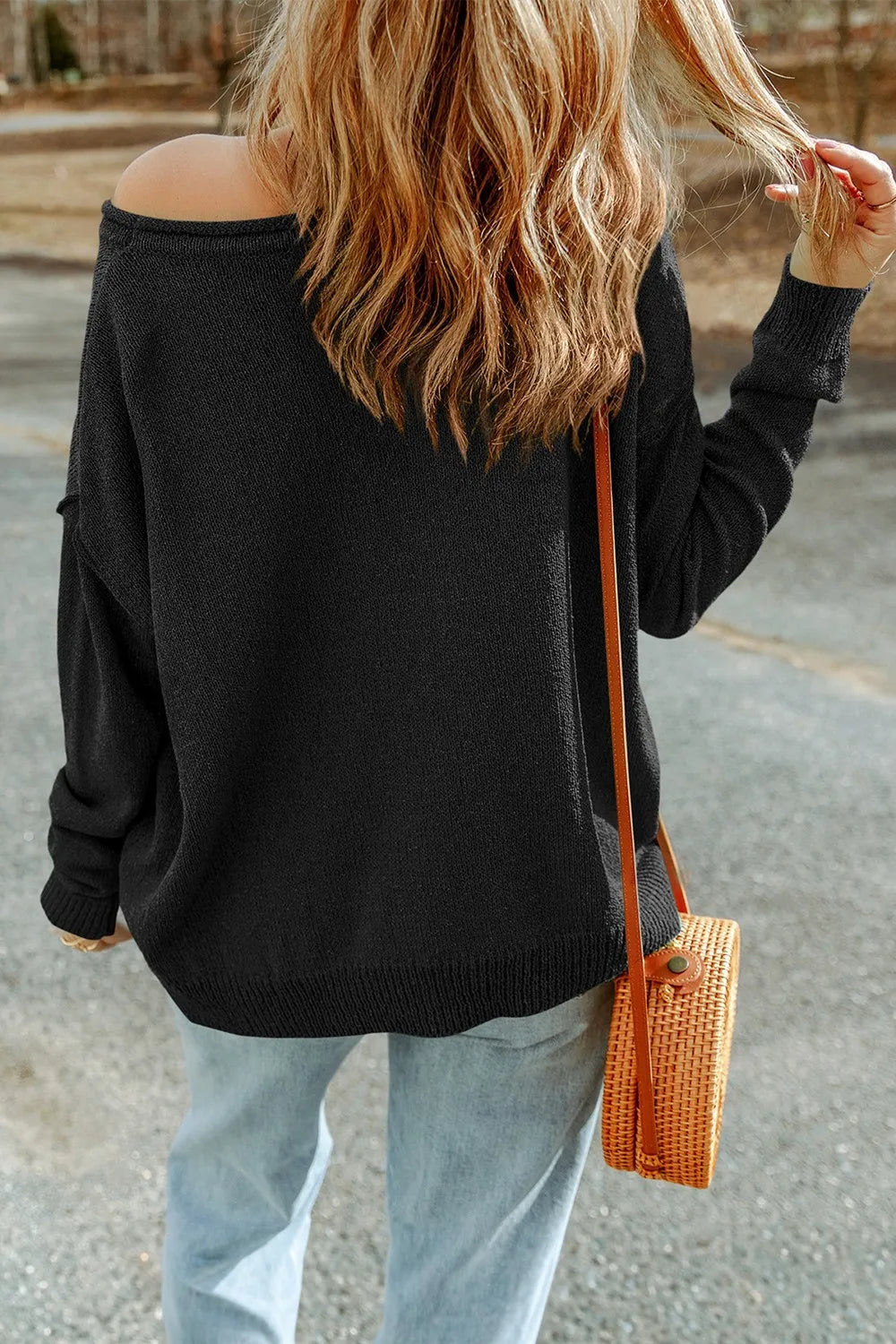 Pumpkin Round Neck Long Sleeve Knit Top - MyriadMart