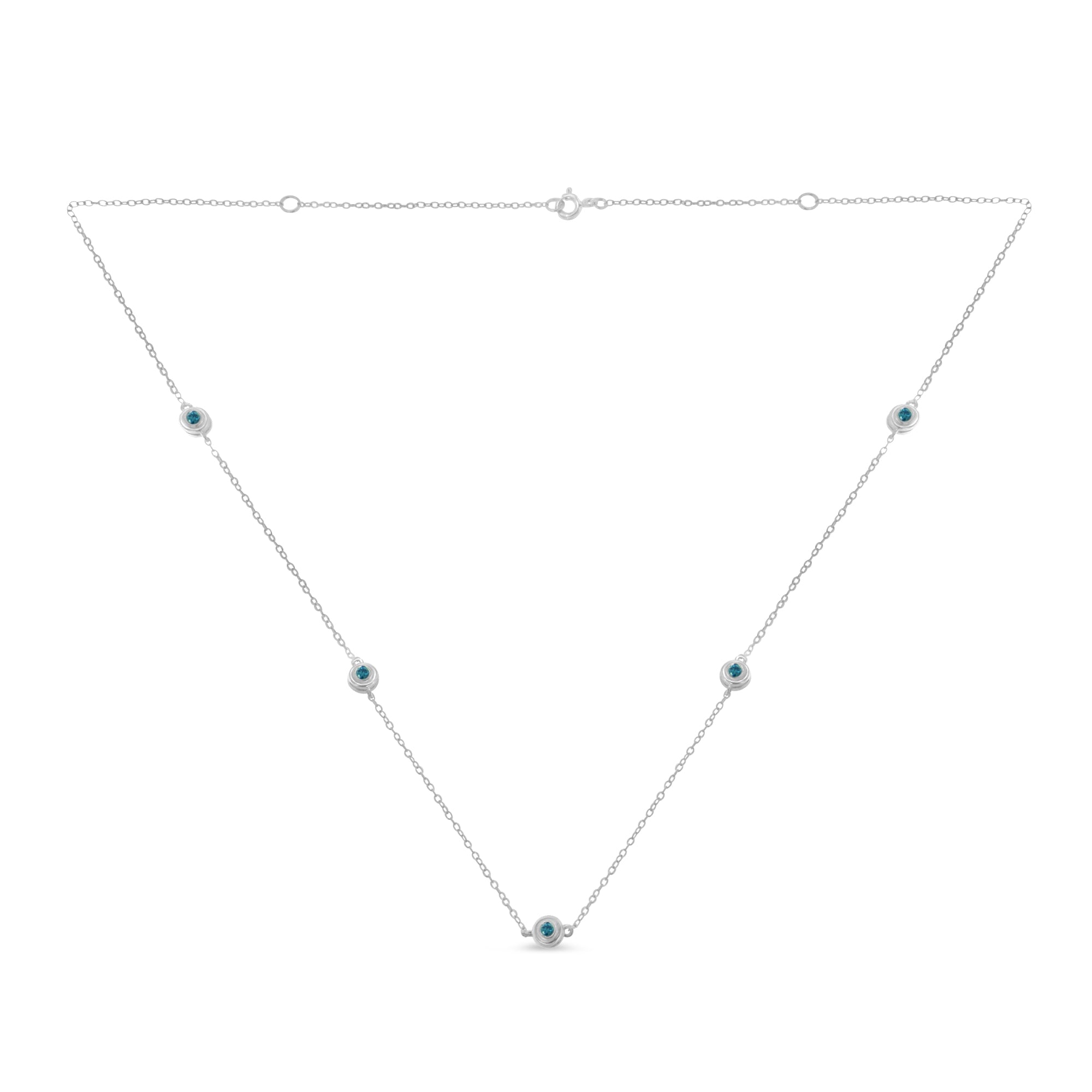 Sterling Silver Treated Blue Color Diamond Station Necklace 1/2 cttw, Blue Color, I2-I3 Clarity on sale at MyriadMart