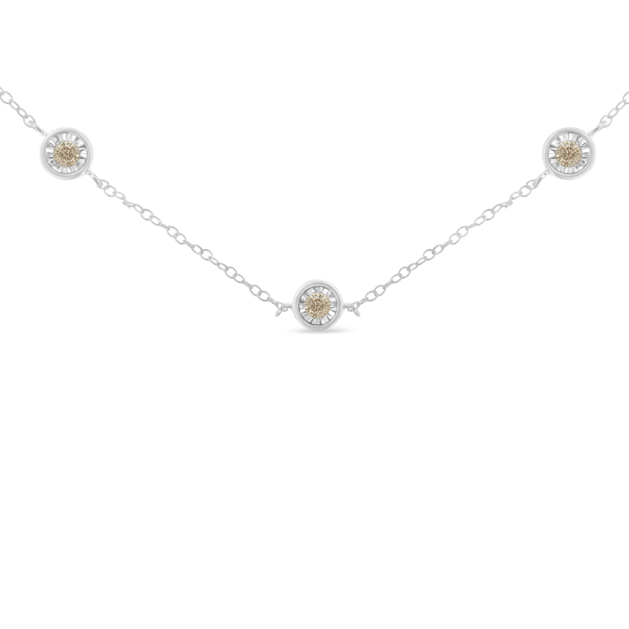 Sterling Silver Diamond Station Necklace 1/2 cttw, I-J Color, I1-I2 Clarity on sale at MyriadMart