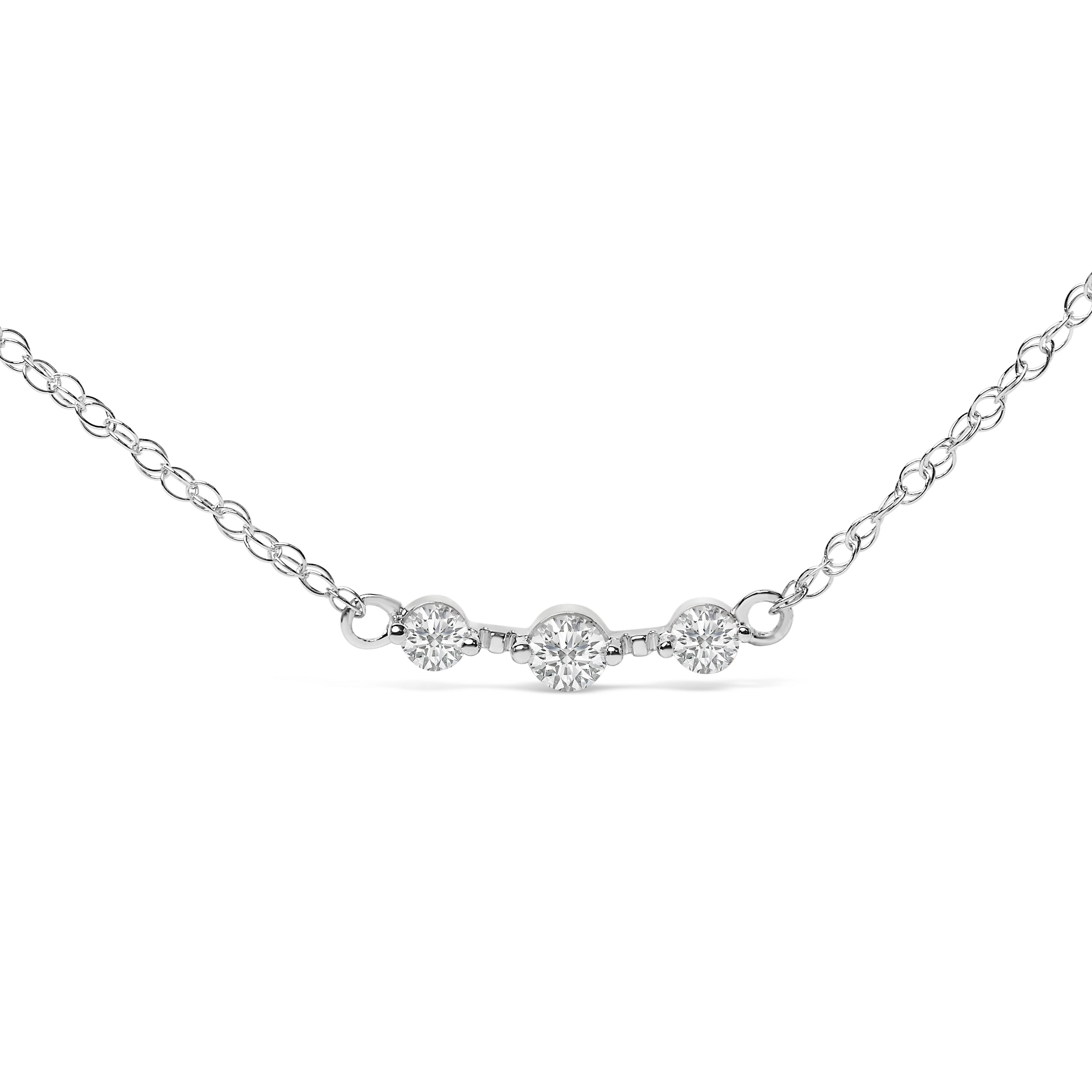 Sterling Silver 1/5 Cttw Lab Grown Diamond 3 Stone Station Necklace on sale at MyriadMart