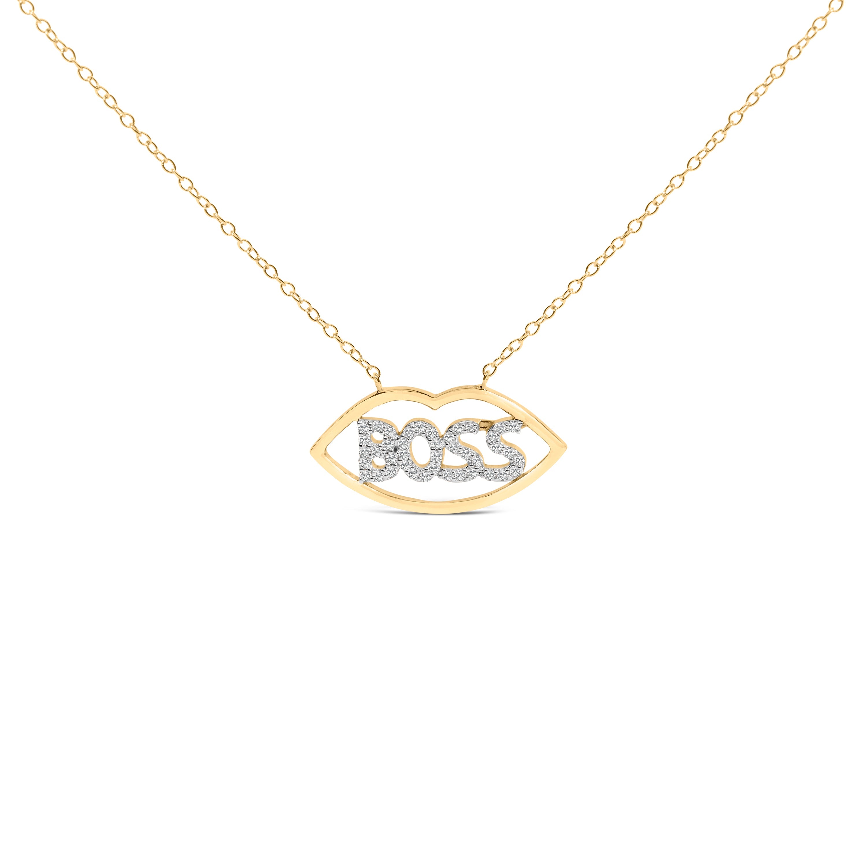 14K Yellow Gold Plated Silver 1/4 Cttw Diamond "Boss" Pendant Necklace - 18 Inch on sale at MyriadMart
