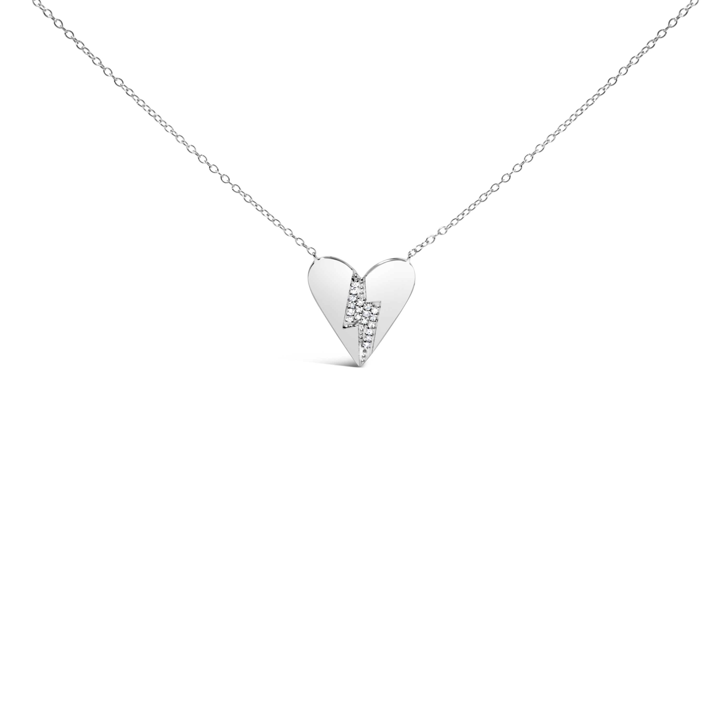 .925 Sterling Silver Diamond Broken Heart Pendant Necklace H-I Color, I1-I2 Clarity - 18" Inches on sale at MyriadMart
