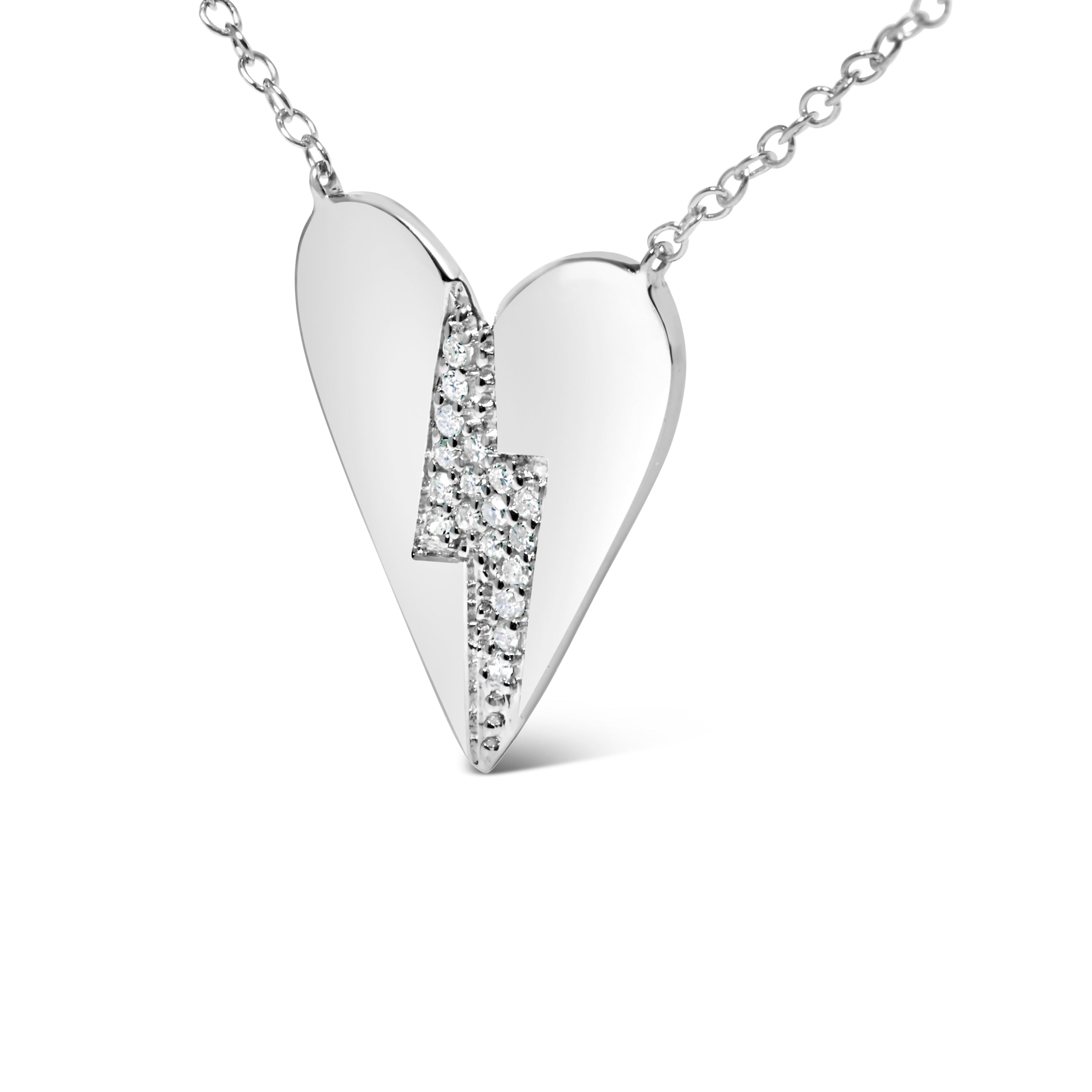 .925 Sterling Silver Diamond Broken Heart Pendant Necklace H-I Color, I1-I2 Clarity - 18" Inches on sale at MyriadMart