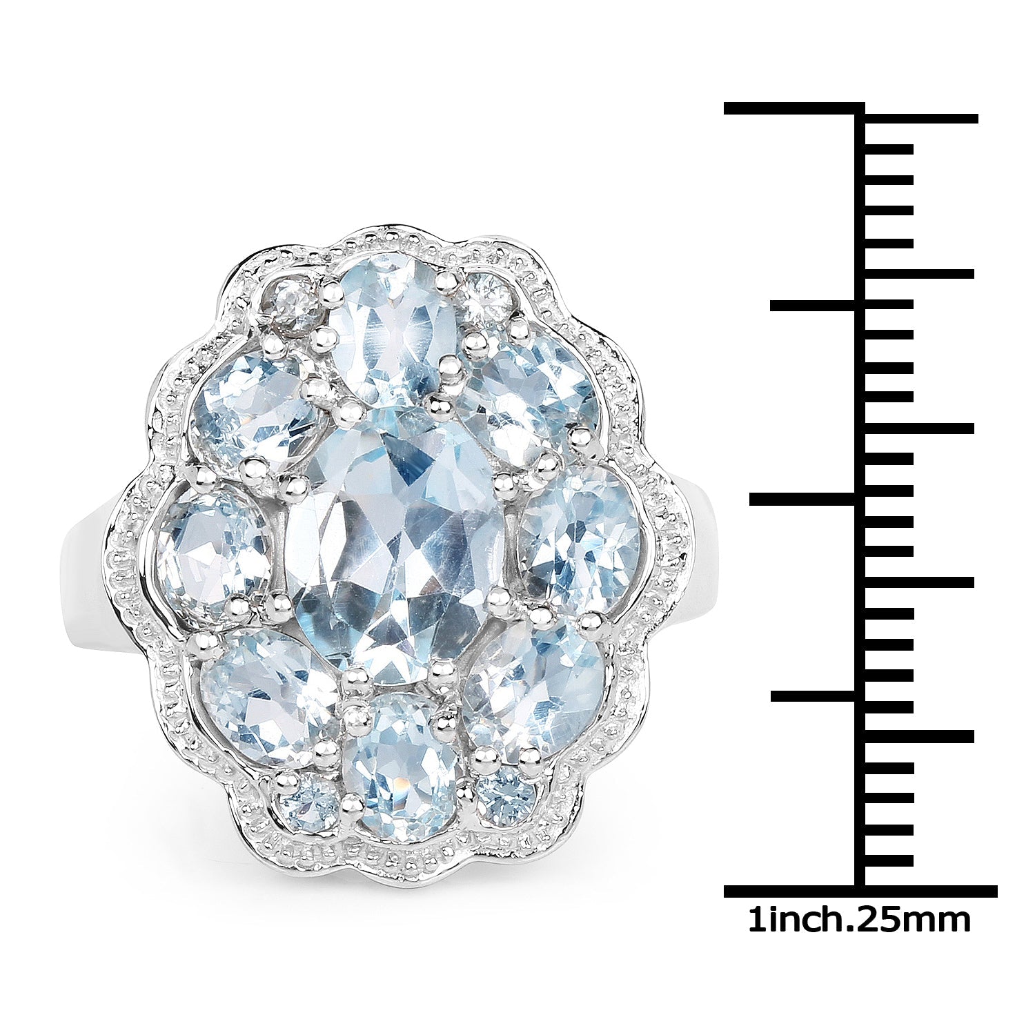 6.64 Carat Genuine Blue Topaz .925 Sterling Silver Ring on sale at MyriadMart