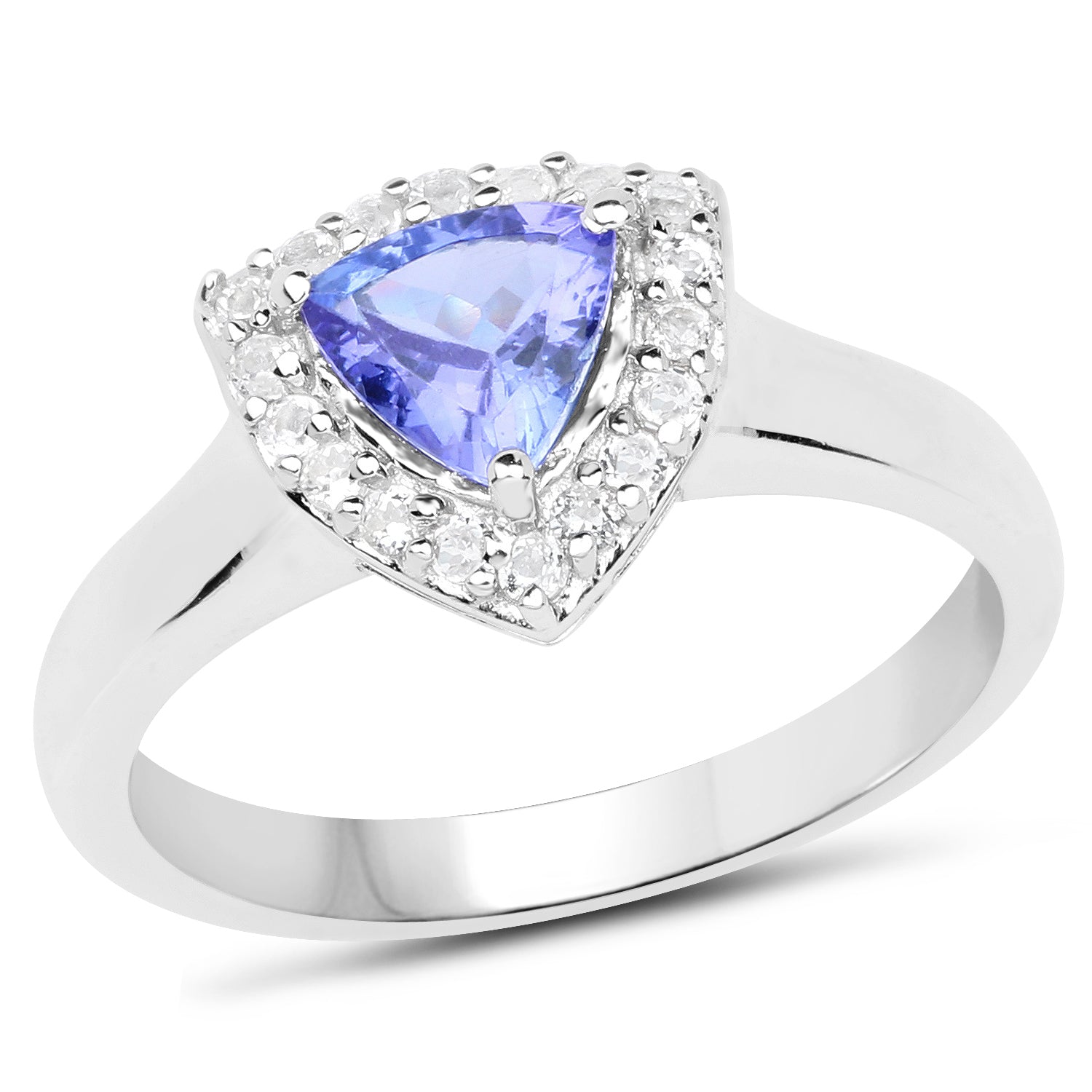 1.02 Carat Genuine Tanzanite and White Topaz .925 Sterling Silver Ring on sale at MyriadMart