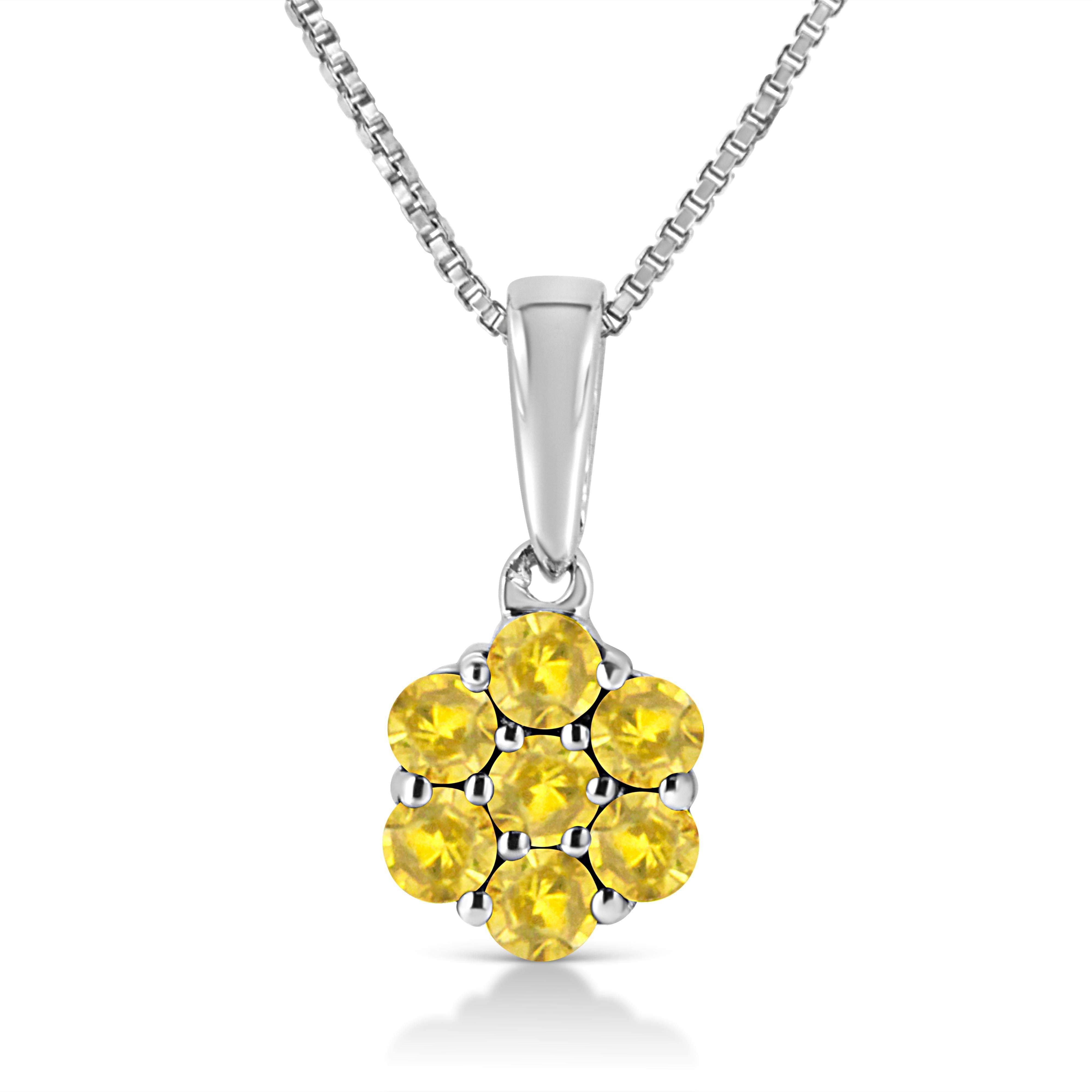 .925 Sterling Silver 1/2 Cttw Prong Set Treated Green Diamond Floral Cluster 18" Pendant Necklace Green Color, I1-I2 Clarity on sale at MyriadMart