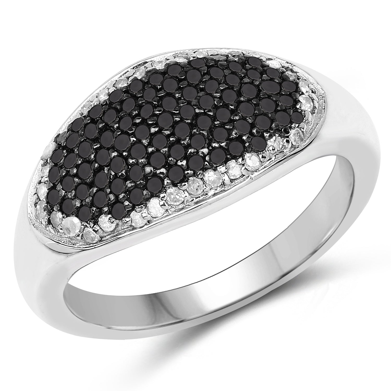 0.46 Carat Genuine Black Diamond and White Diamond .925 Sterling Silver Ring on sale at MyriadMart