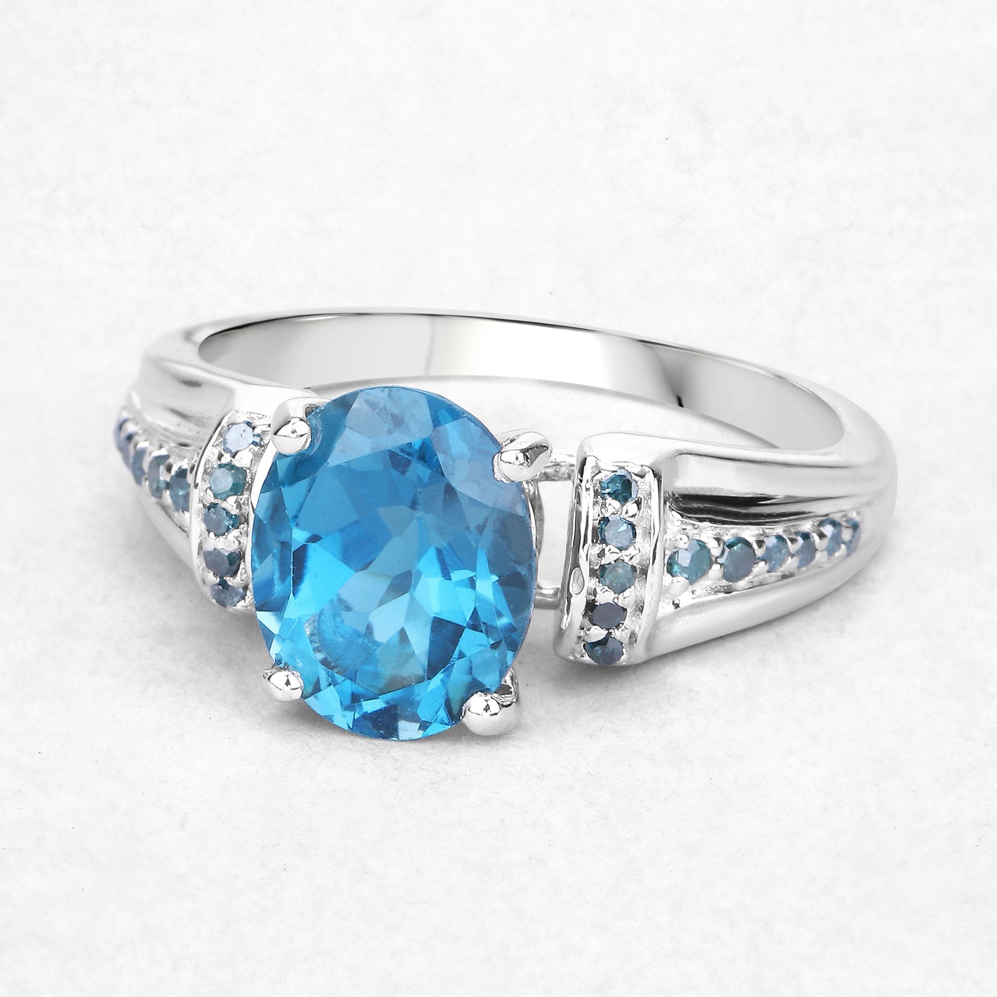 2.72 Carat Genuine London Blue Topaz and Blue Diamond .925 Sterling Silver Ring on sale at MyriadMart