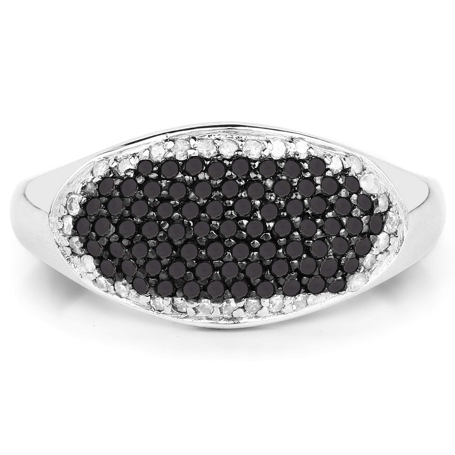 0.46 Carat Genuine Black Diamond and White Diamond .925 Sterling Silver Ring on sale at MyriadMart
