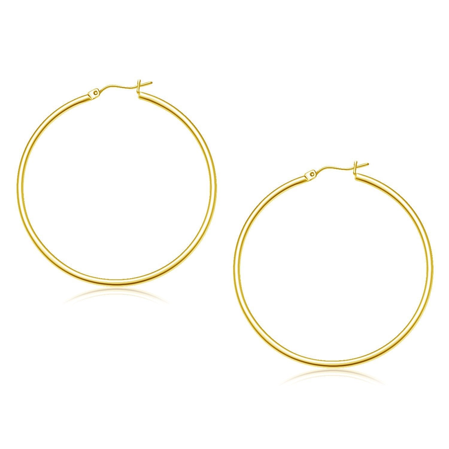 10k Yellow Gold Polished Hoop Earrings 45 mm on sale at MyriadMart