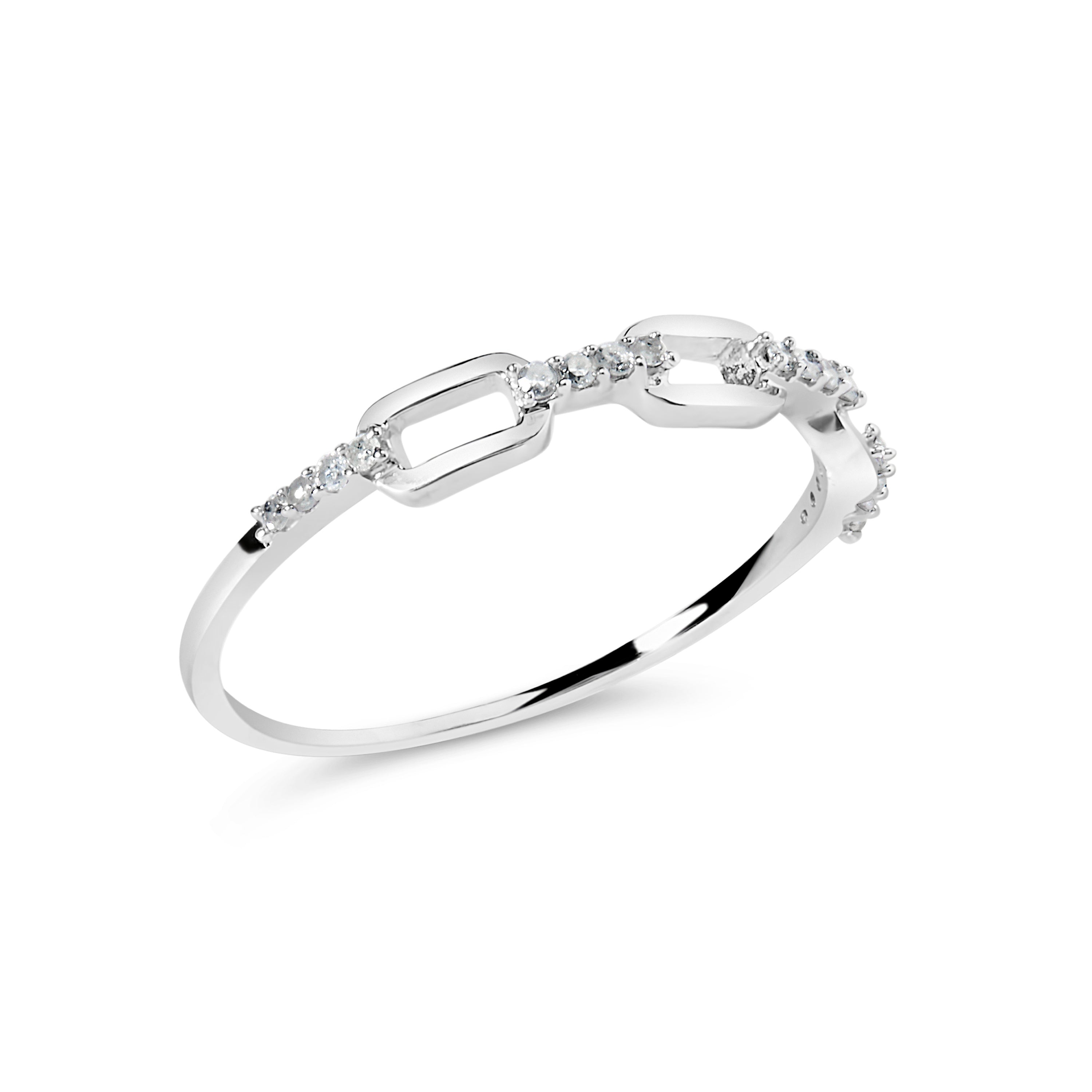 .925 Sterling Silver Diamond Accent Paperclip Band Ring I-J Color, I2-I3 Clarity - Ring Size 6 on sale at MyriadMart