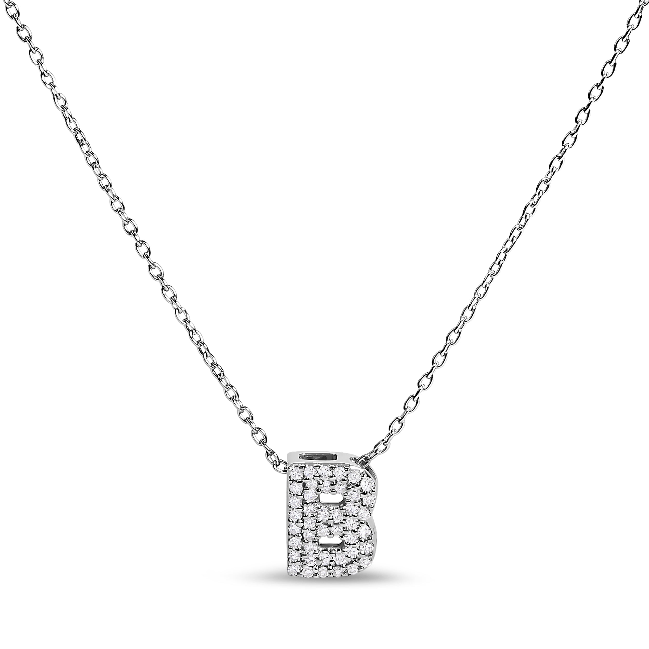 10K White Gold Diamond Accent "A" Initial Bubble Pendant Necklace on sale at MyriadMart