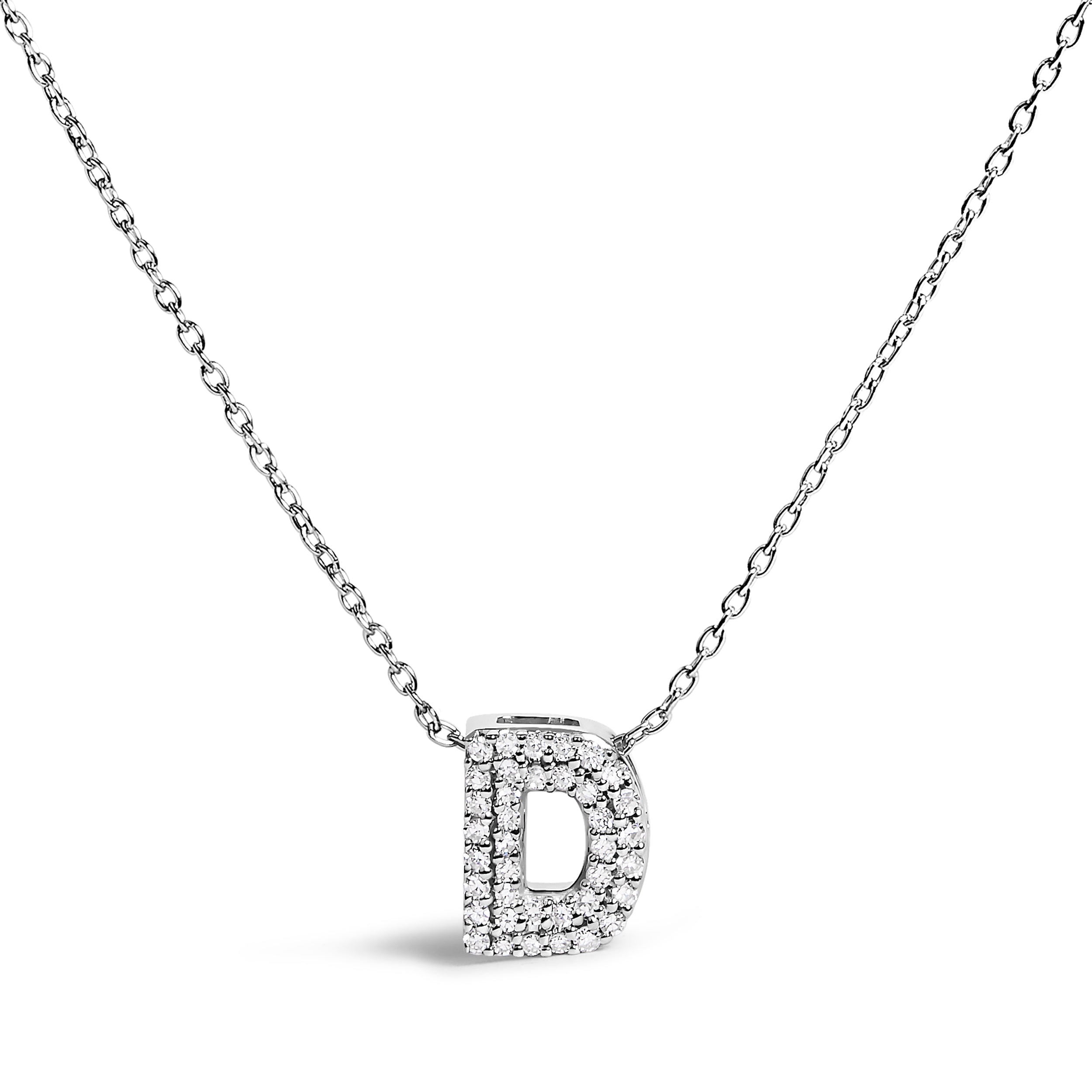10K White Gold Diamond Accent "A" Initial Bubble Pendant Necklace on sale at MyriadMart