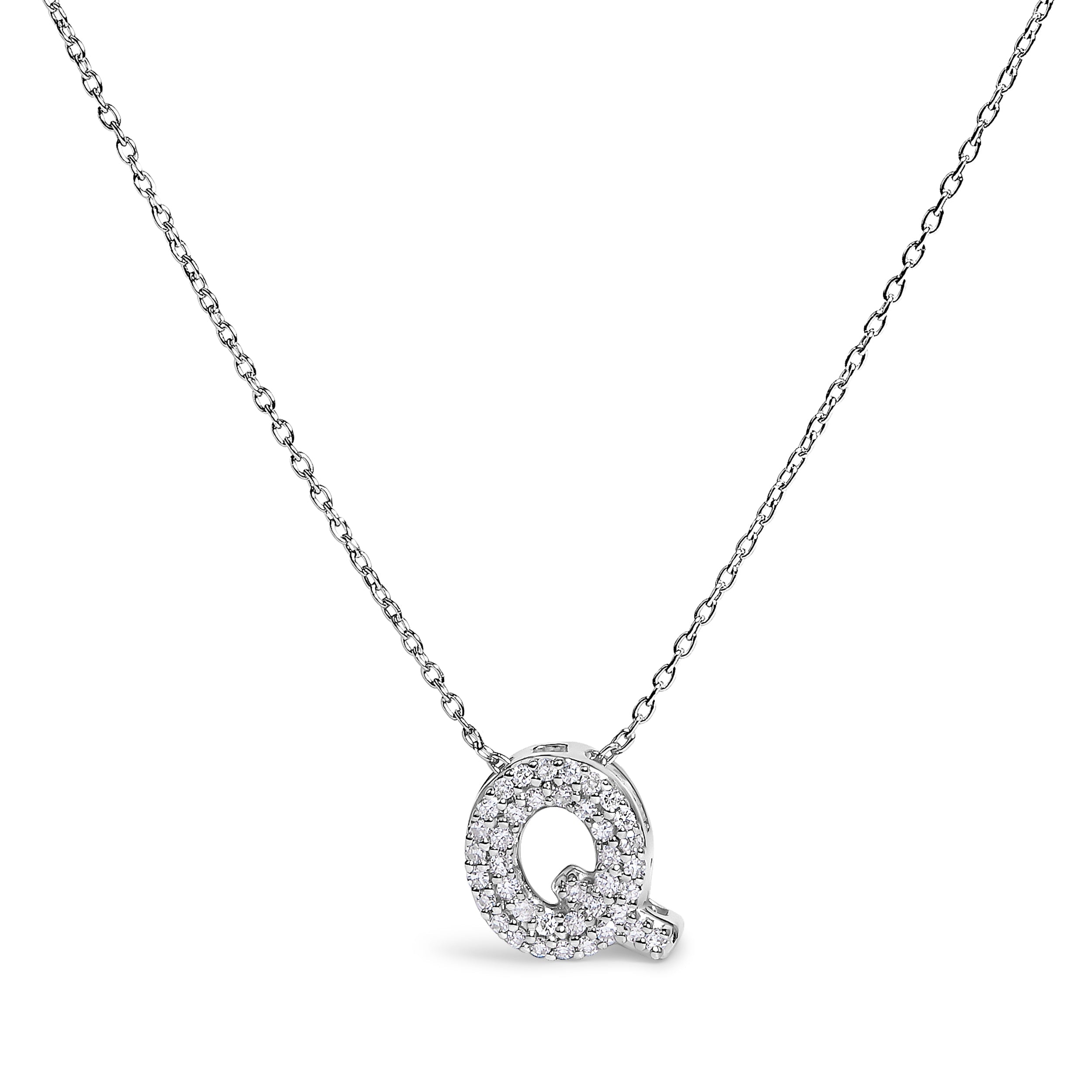 10K White Gold Diamond Accent "A" Initial Bubble Pendant Necklace on sale at MyriadMart