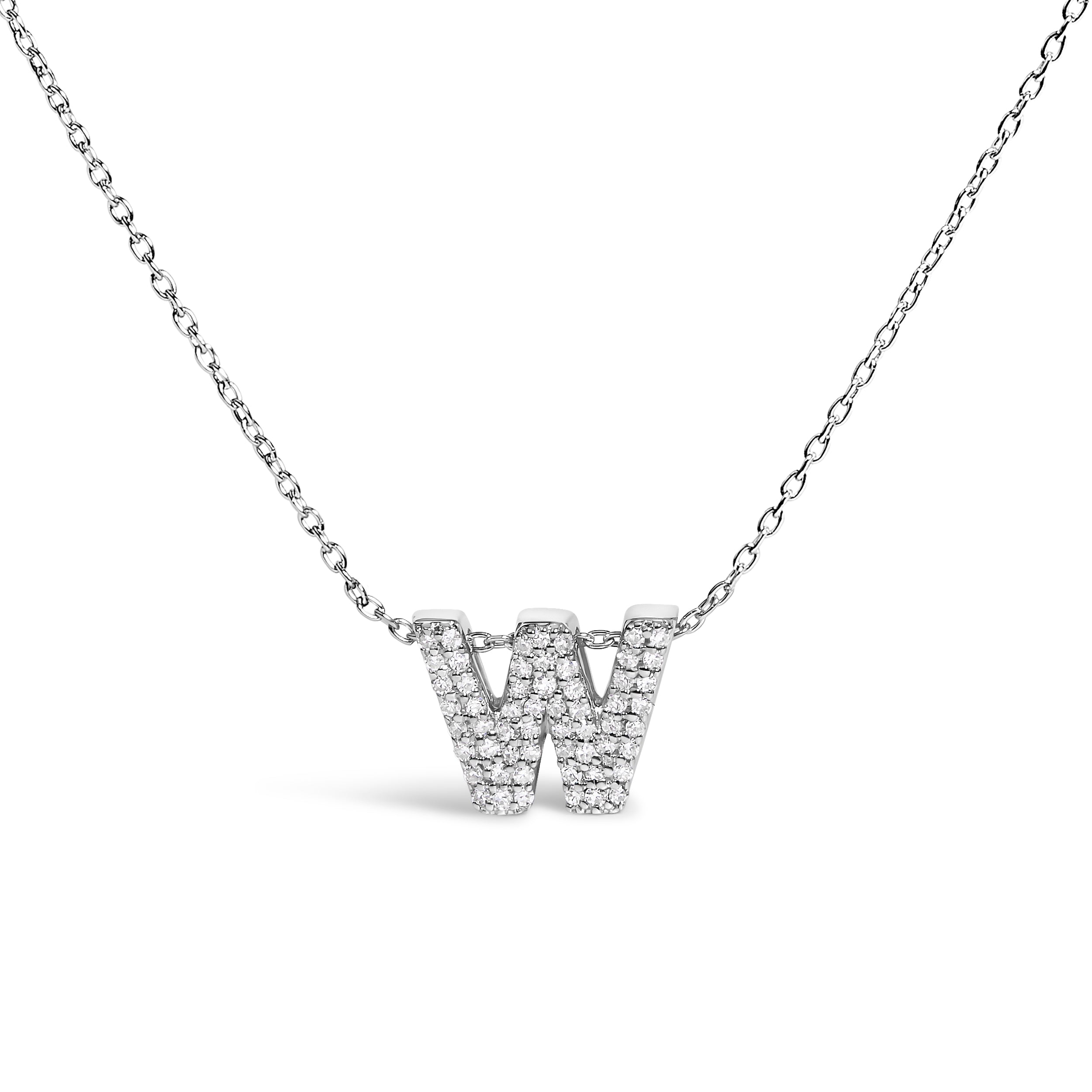 10K White Gold Diamond Accent "A" Initial Bubble Pendant Necklace on sale at MyriadMart