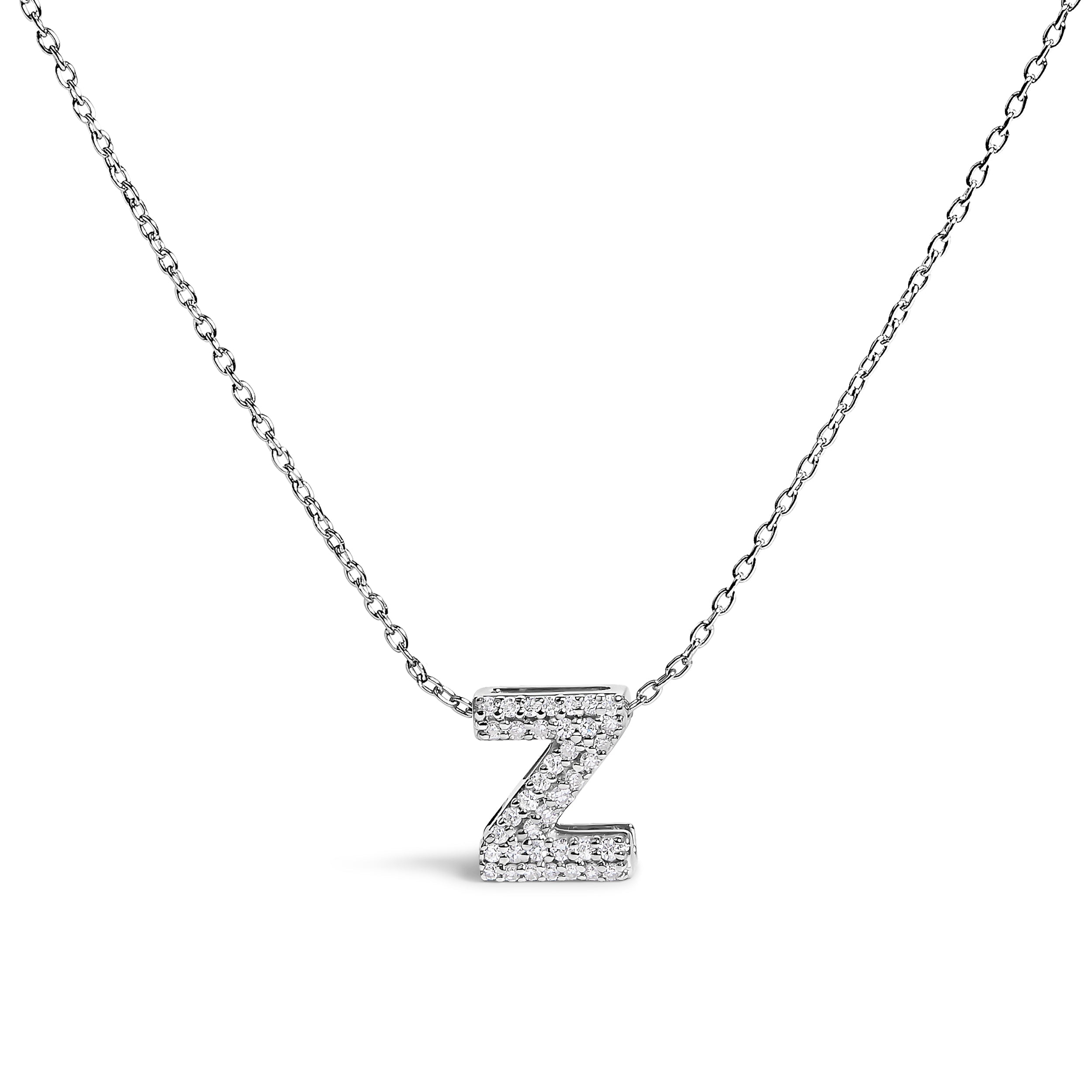 10K White Gold Diamond Accent "A" Initial Bubble Pendant Necklace on sale at MyriadMart
