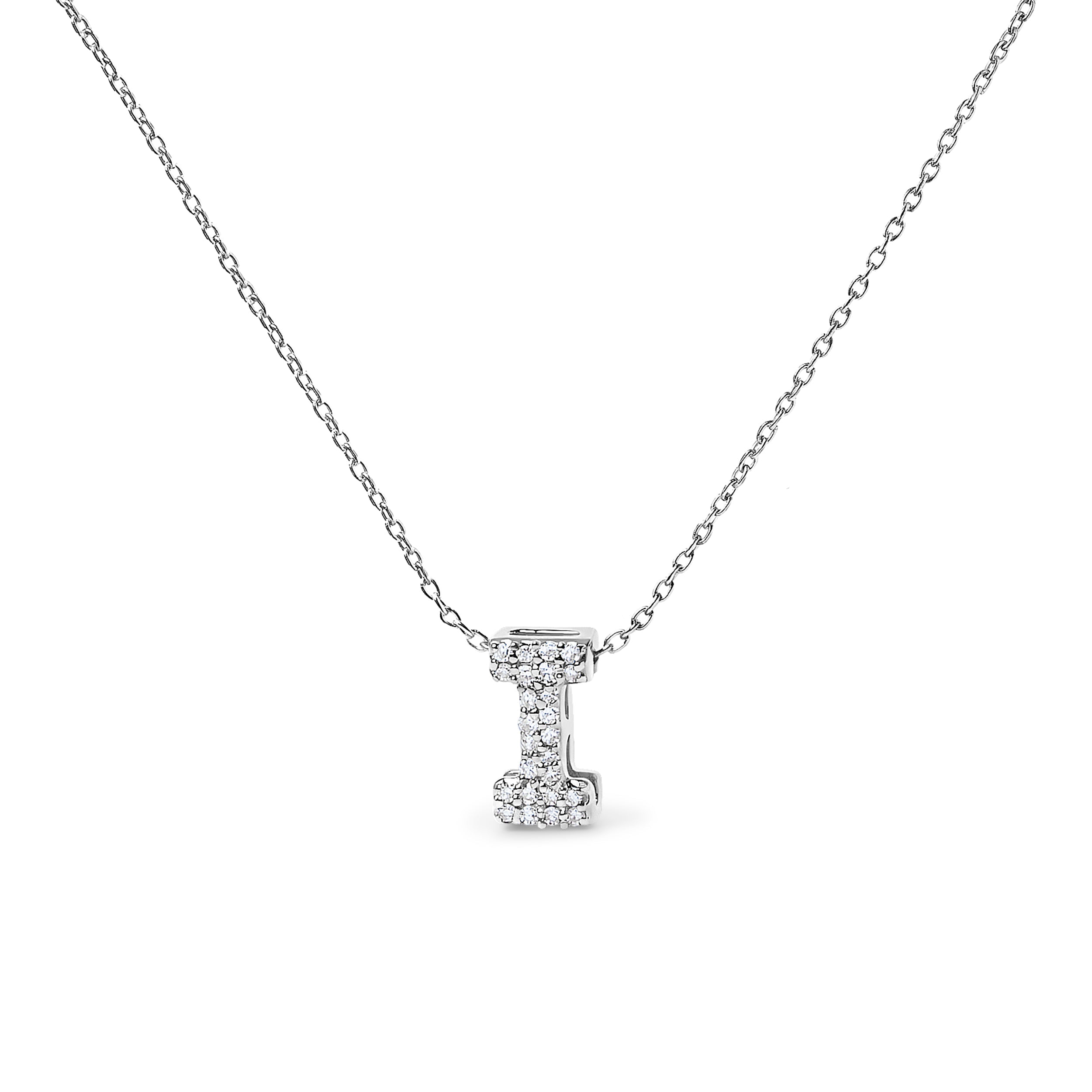 10K White Gold Diamond Accent "A" Initial Bubble Pendant Necklace on sale at MyriadMart