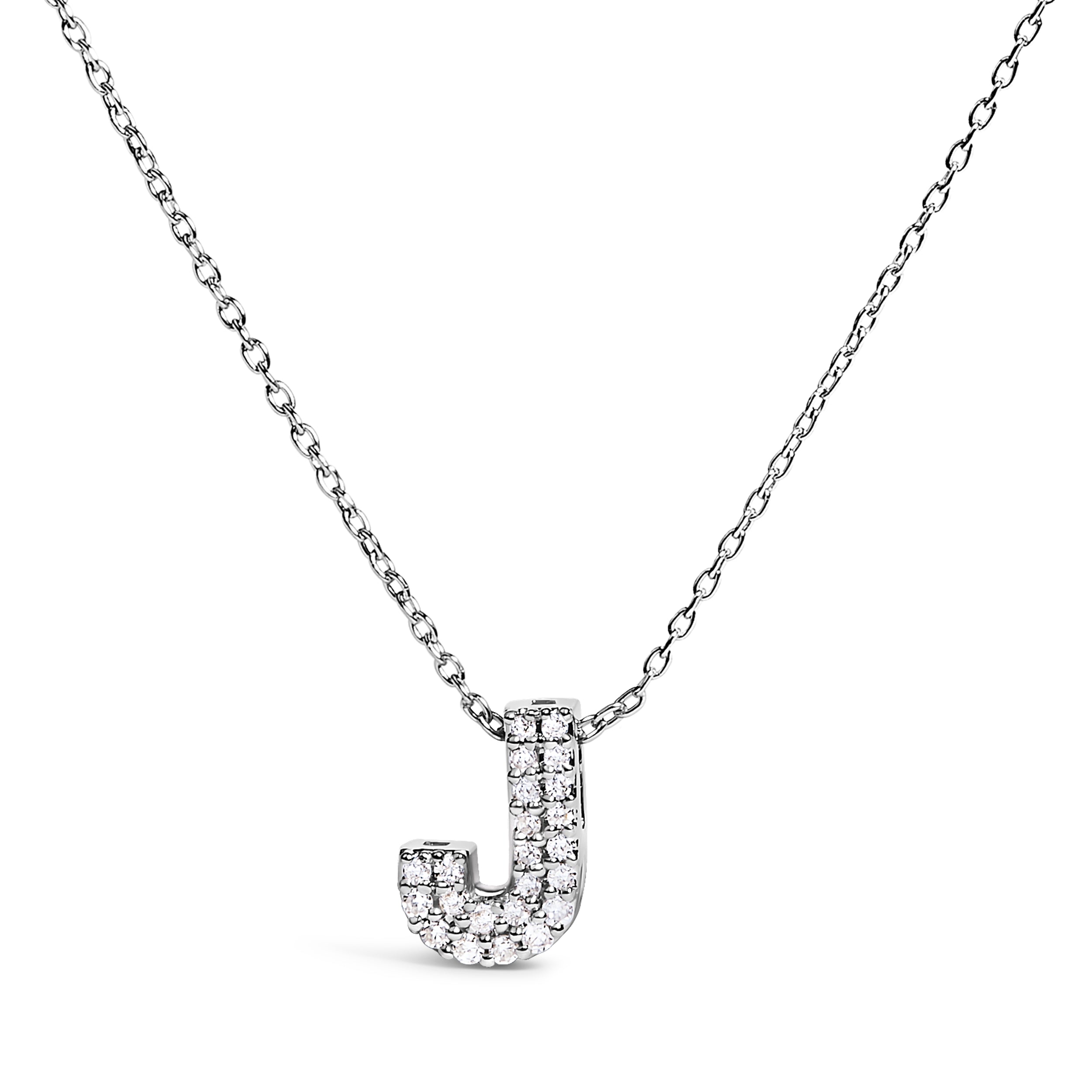 10K White Gold Diamond Accent "A" Initial Bubble Pendant Necklace on sale at MyriadMart