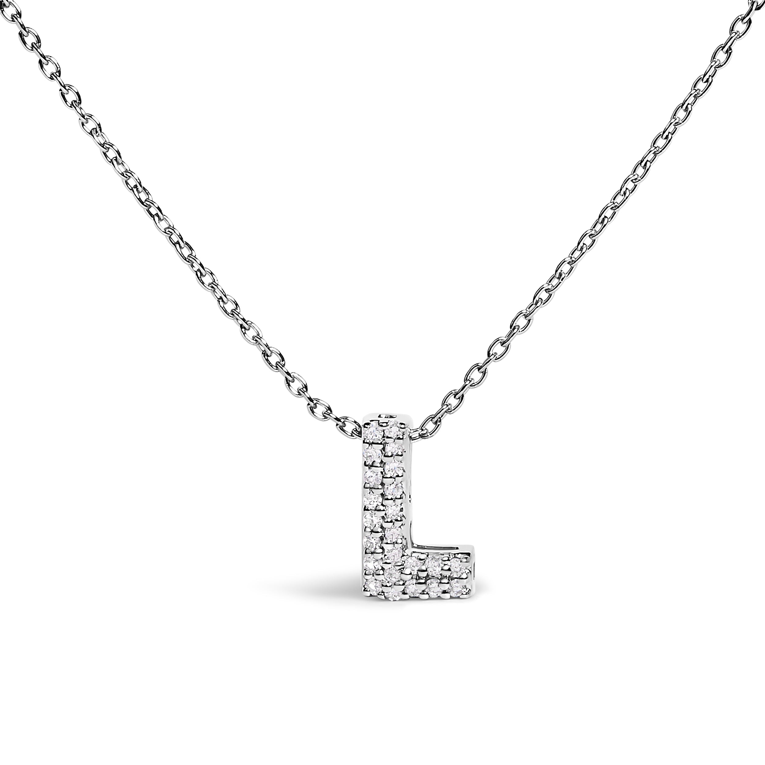 10K White Gold Diamond Accent "A" Initial Bubble Pendant Necklace on sale at MyriadMart