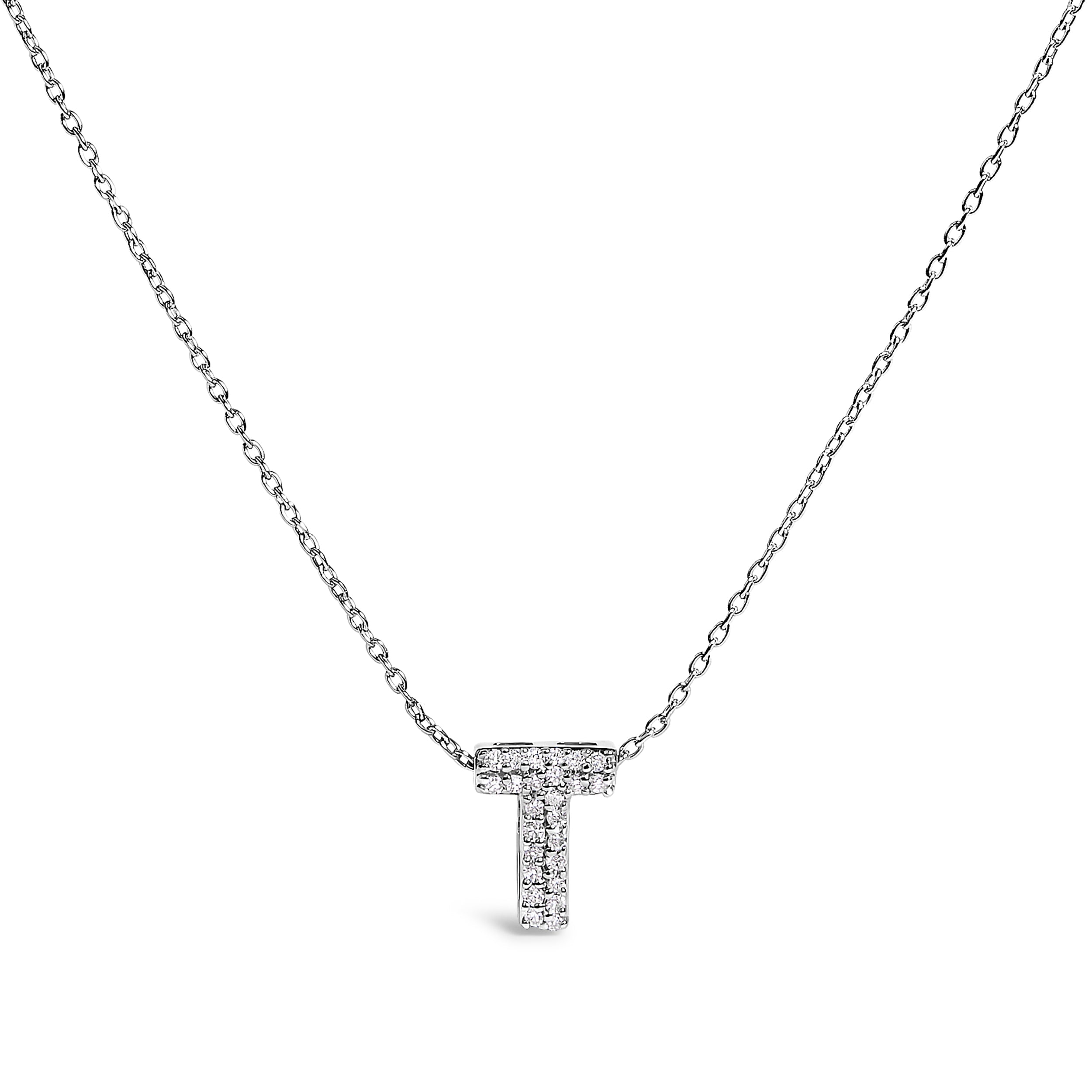 10K White Gold Diamond Accent "A" Initial Bubble Pendant Necklace on sale at MyriadMart