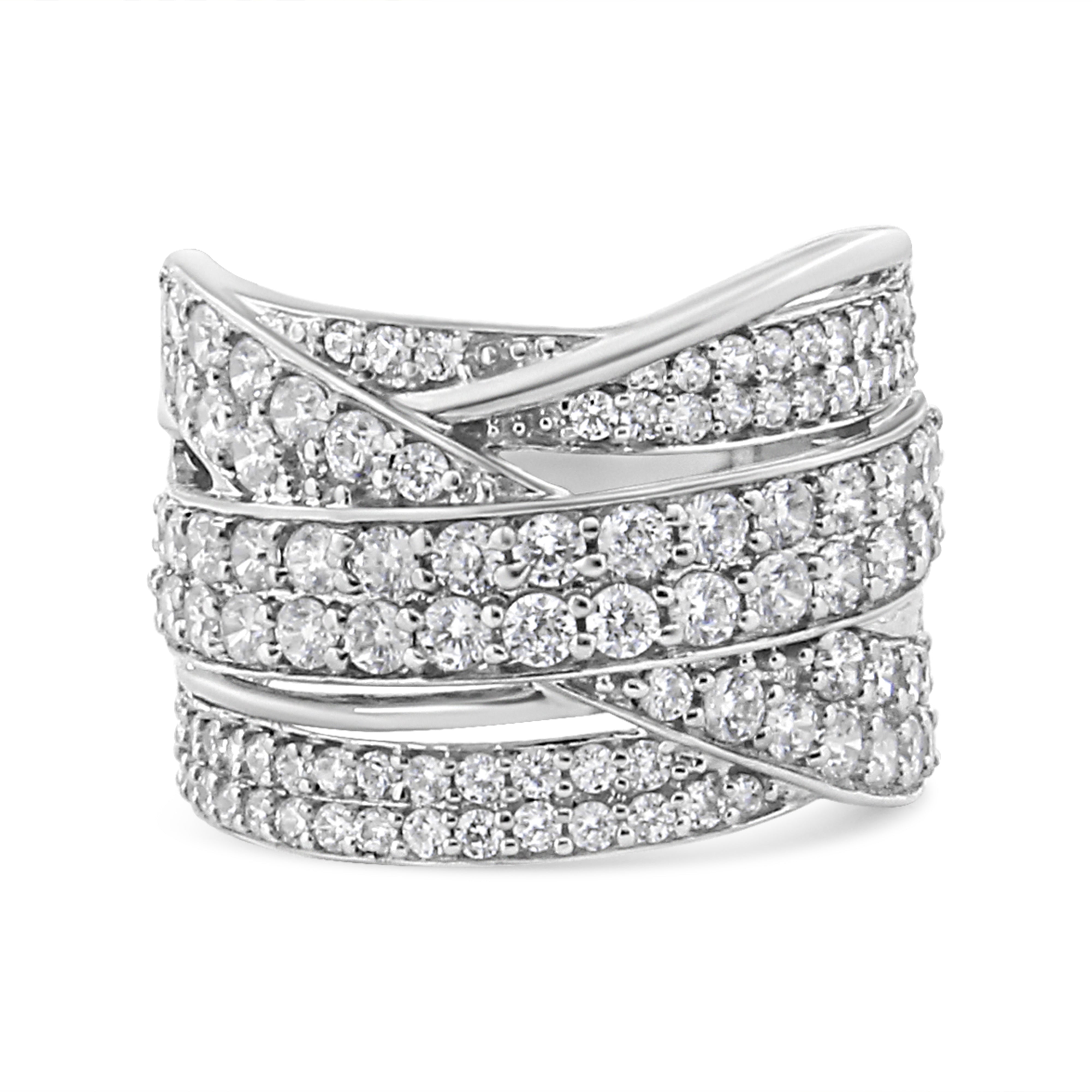 .925 Sterling Silver 2.00 Cttw Round-Cut Diamond Overlapping Bypass Band Ring I-J Color, I2-I3 Clarity - Ring Size 7 on sale at MyriadMart