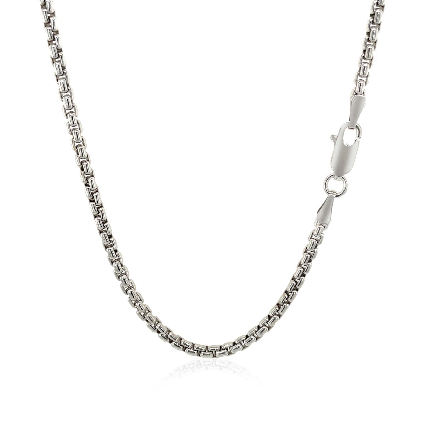 2.2mm Sterling Silver Rhodium Plated Round Box Chain on sale at MyriadMart