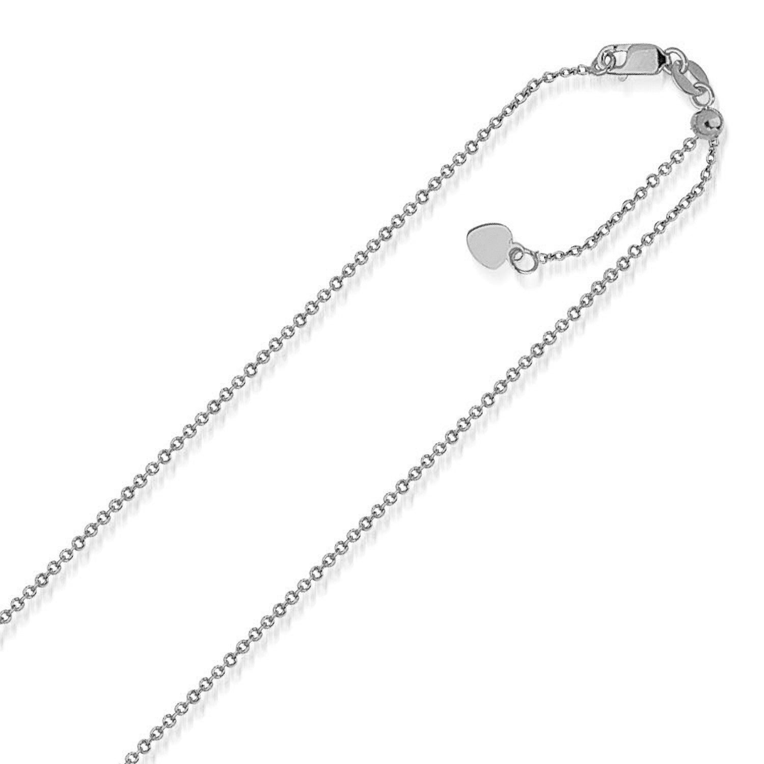 14k White Gold Singapore Style Adjustable Chain 1.1 mm on sale at MyriadMart