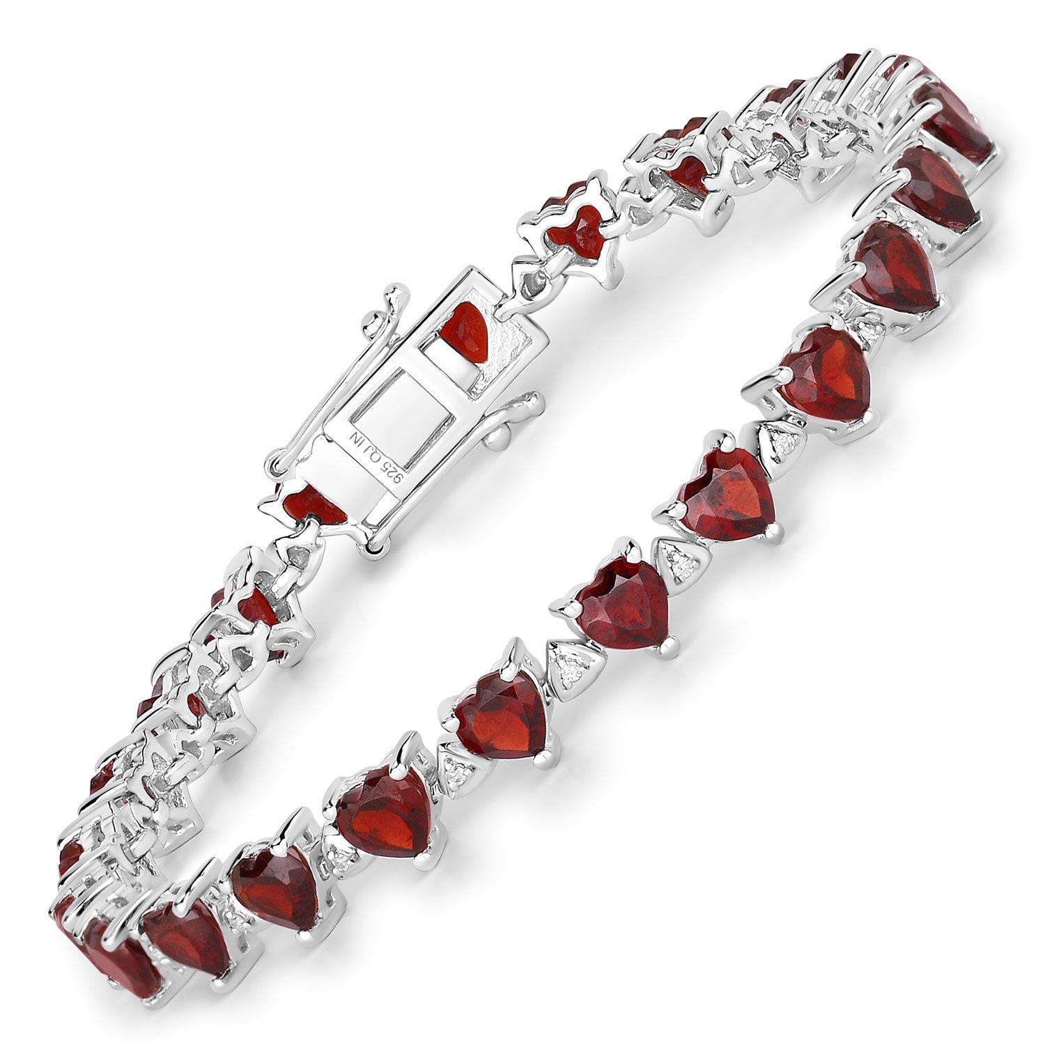 11.62 Carat Genuine Garnet and White Diamond .925 Sterling Silver Bracelet on sale at MyriadMart
