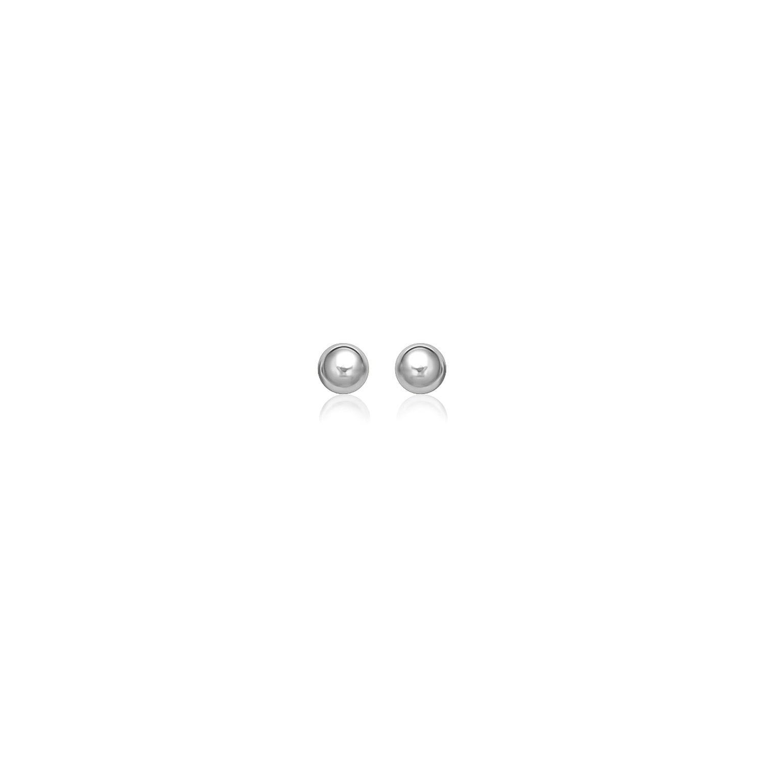 14k White Gold Spherical Stud Earrings 3.0 mm on sale at MyriadMart