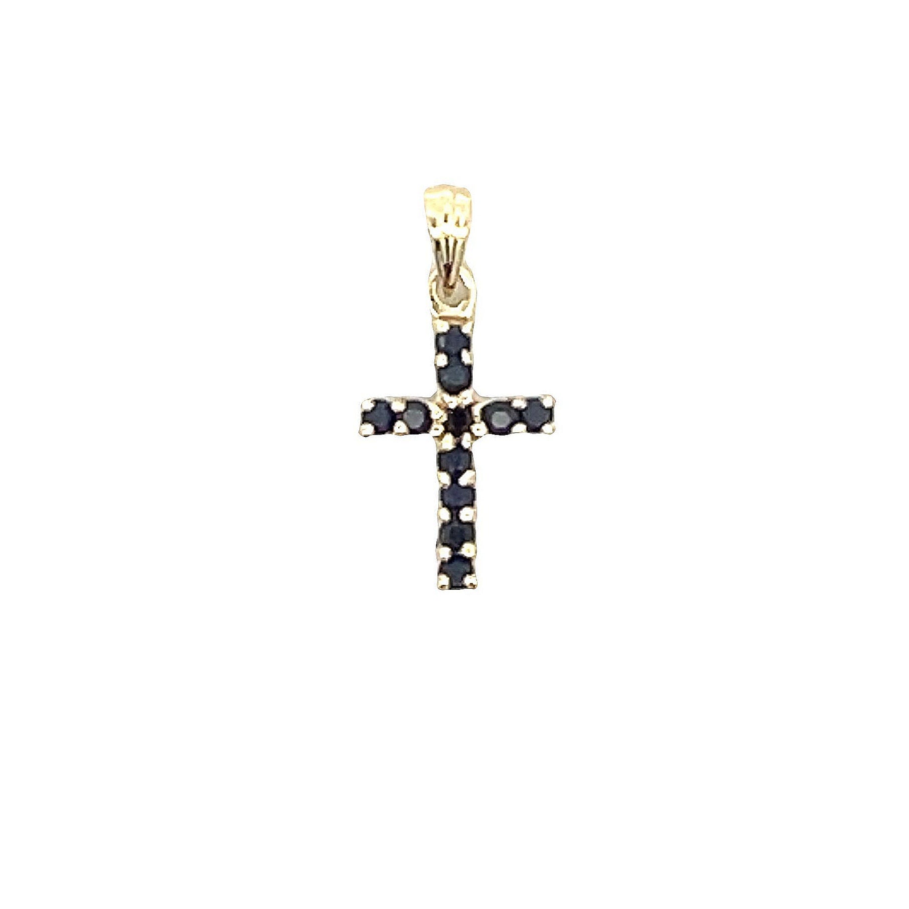 .21ct Sapphire Cross Religious Pendant 10KT Yellow Gold on sale at MyriadMart