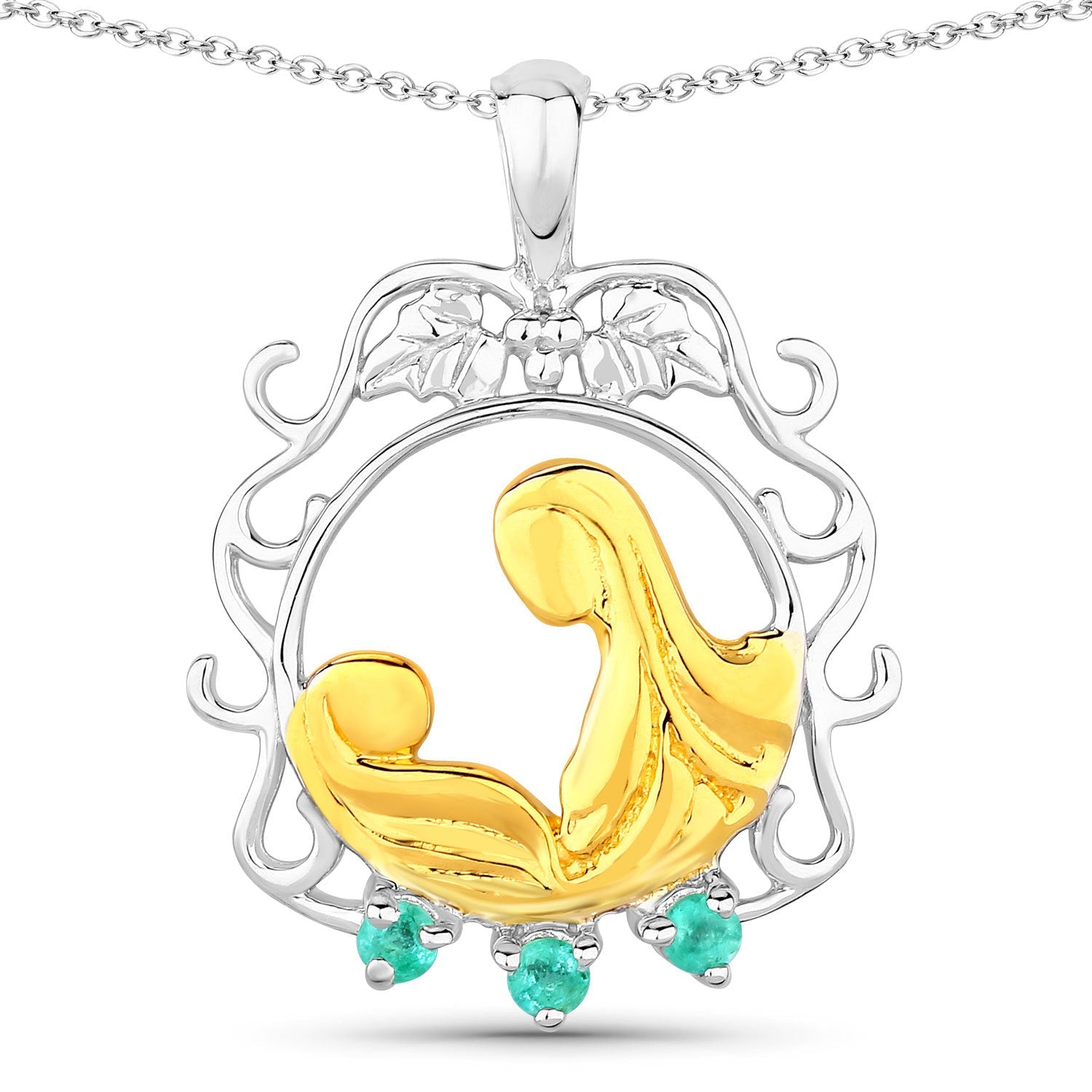 0.09 Carat Genuine Emerald .925 Sterling Silver Pendant on sale at MyriadMart