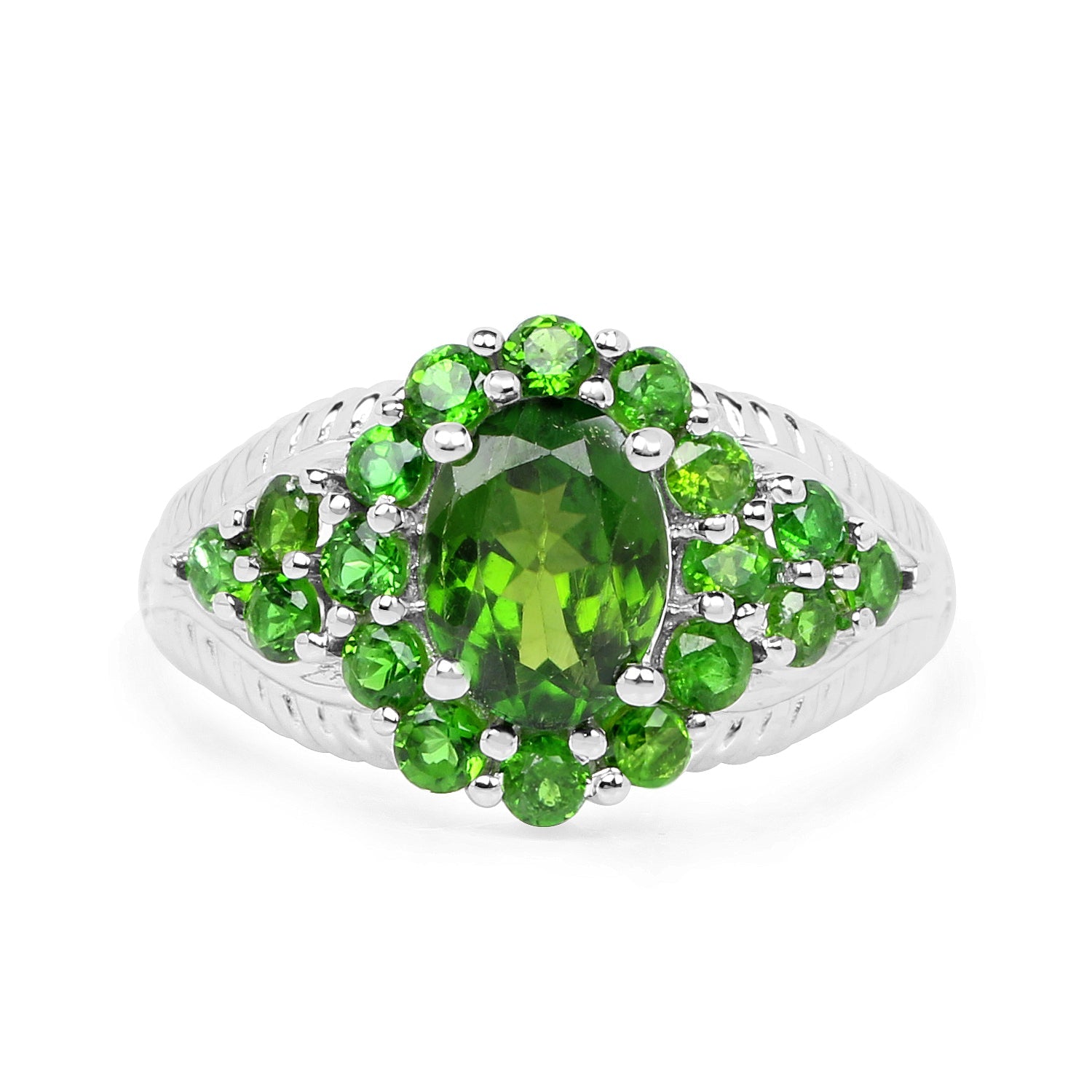 2.28 Carat Genuine Chrome Diopside .925 Sterling Silver Ring on sale at MyriadMart