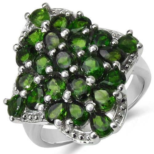 3.73 Carat Genuine Chrome Diopside .925 Sterling Silver Ring on sale at MyriadMart