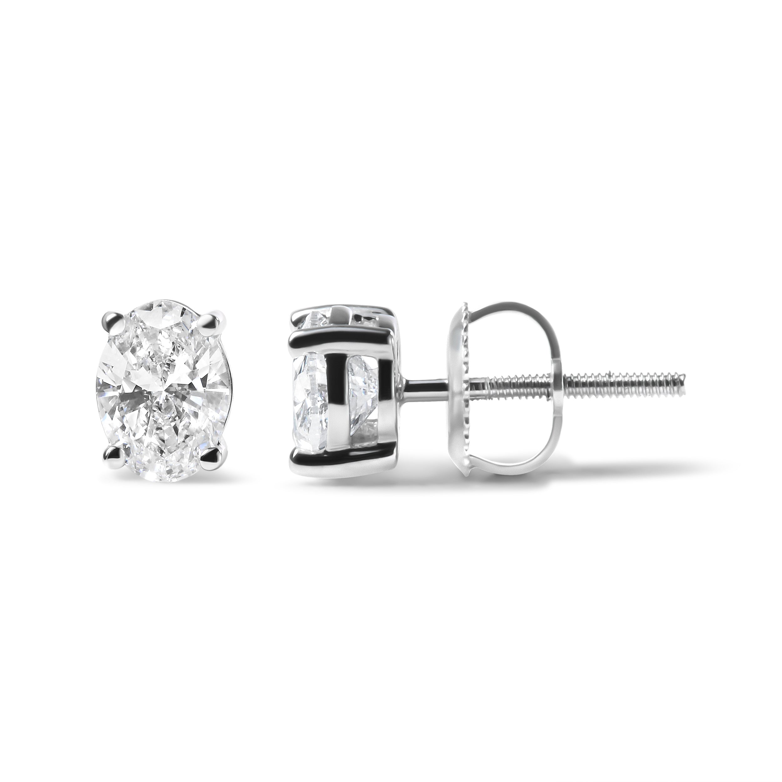 14K White Gold 2.0 Cttw Prong Set Lab Grown Oval Diamond Solitaire Stud Earring F-G Color, VS1-VS2 Clarity on sale at MyriadMart