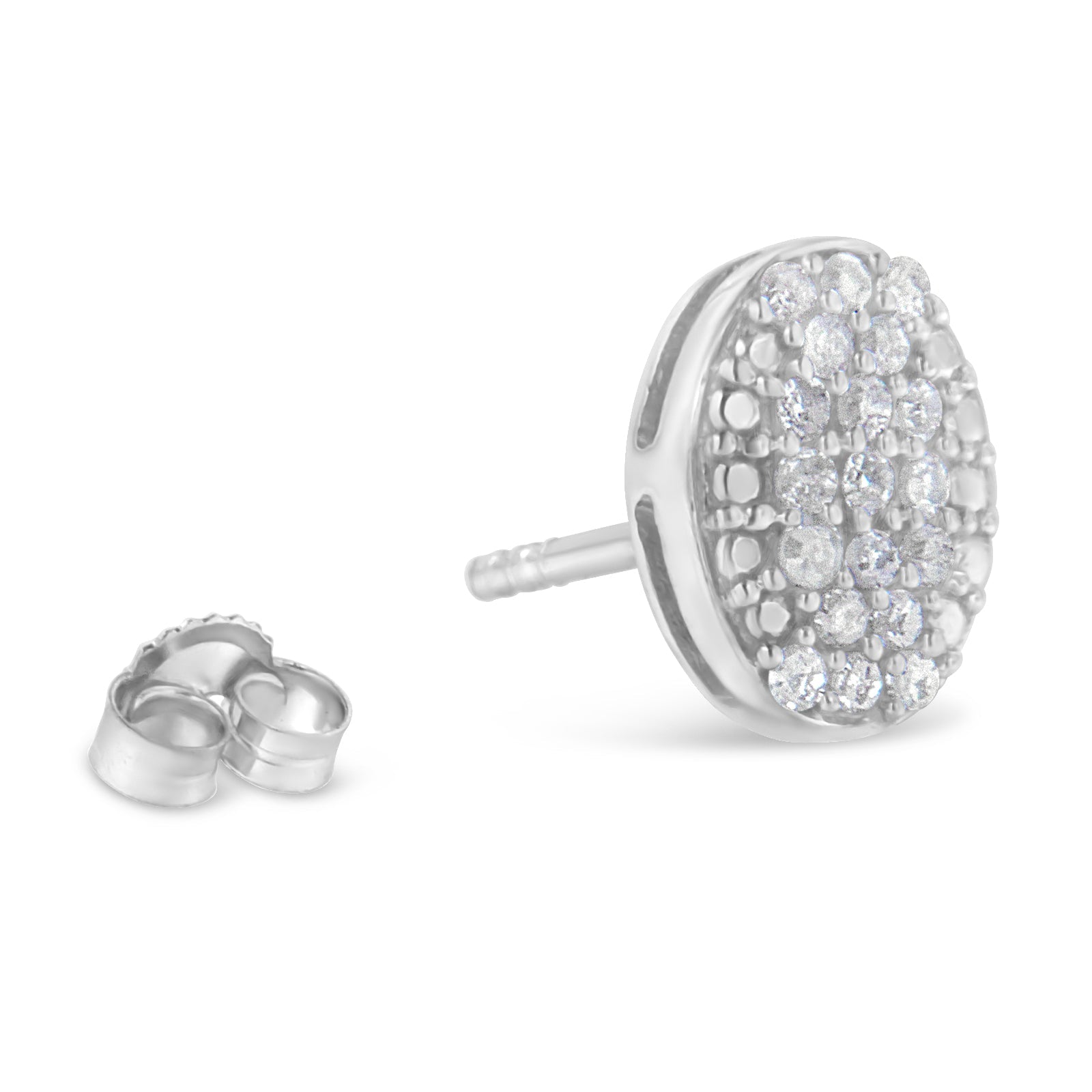 Sterling Silver Round Diamond Oval Cluster Earrings 1/2 cttw, I-J Color, I2-I3 Clarity on sale at MyriadMart