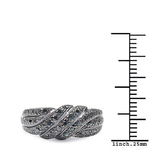 0.36 Carat Genuine Blue Diamond .925 Sterling Silver Ring on sale at MyriadMart