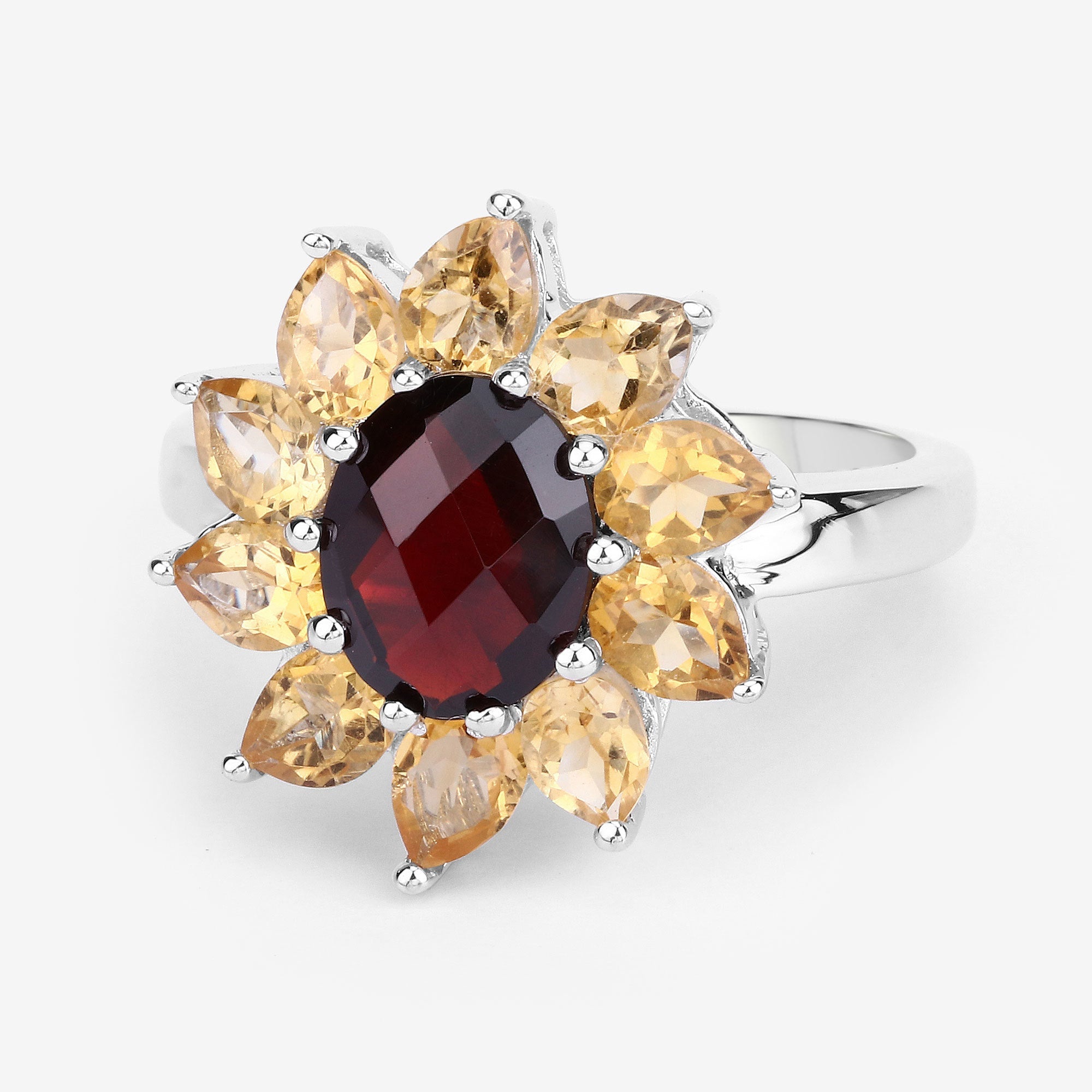 5.50 Carat Genuine Garnet and Citrine .925 Sterling Silver Ring on sale at MyriadMart