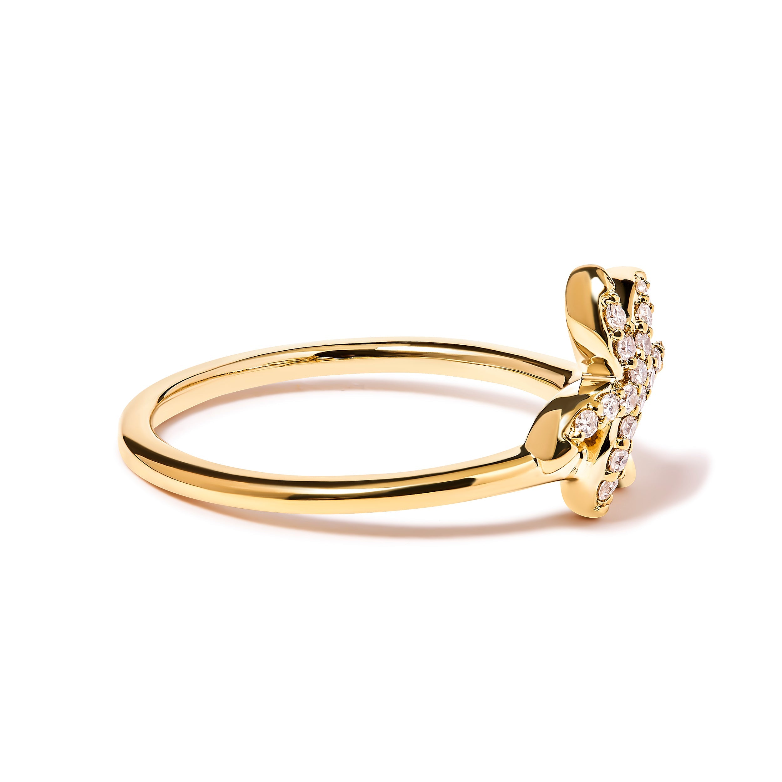 10K Yellow Gold 1/10 Cttw Diamond Palm Tree Statement Ring H-I Color, I1-I2 Clarity - Ring Size 7 on sale at MyriadMart